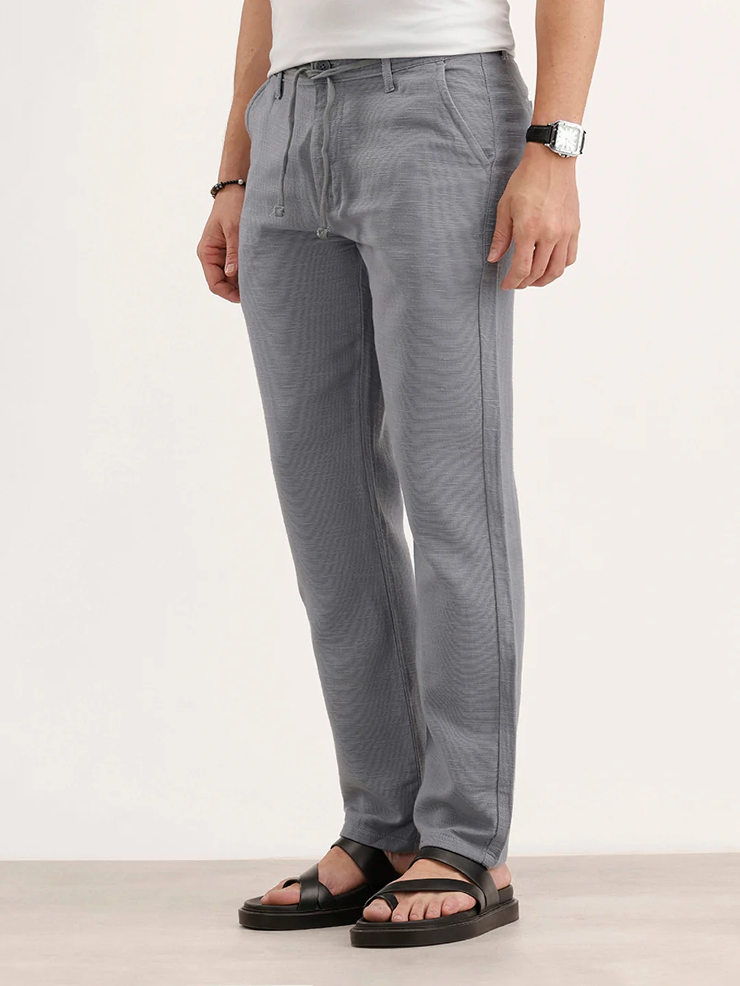Anti Fit Linen Blend Trouser | Blue - Image 4