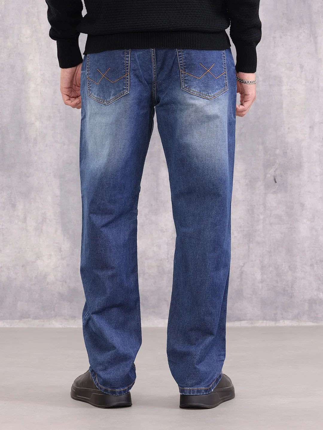 Anti Fit Mid Washed Cotton Spandex Jeans I Dark Stone - Image 3