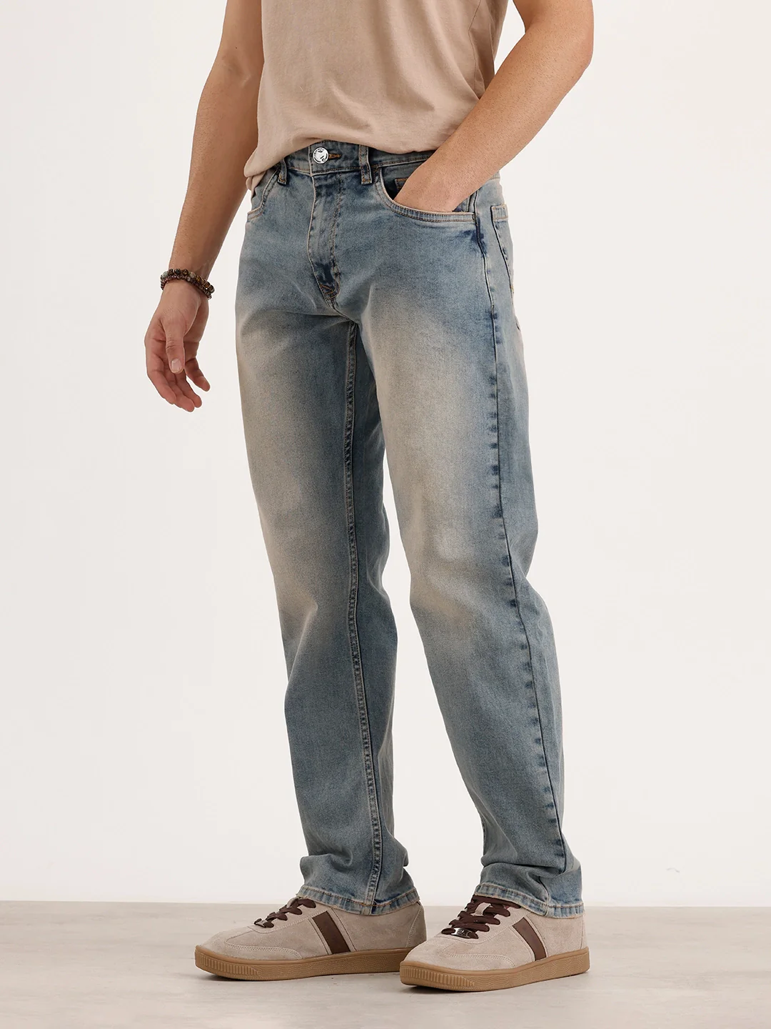 Anti Fit Mud Wash Denim Jeans | Light Blue - Image 4