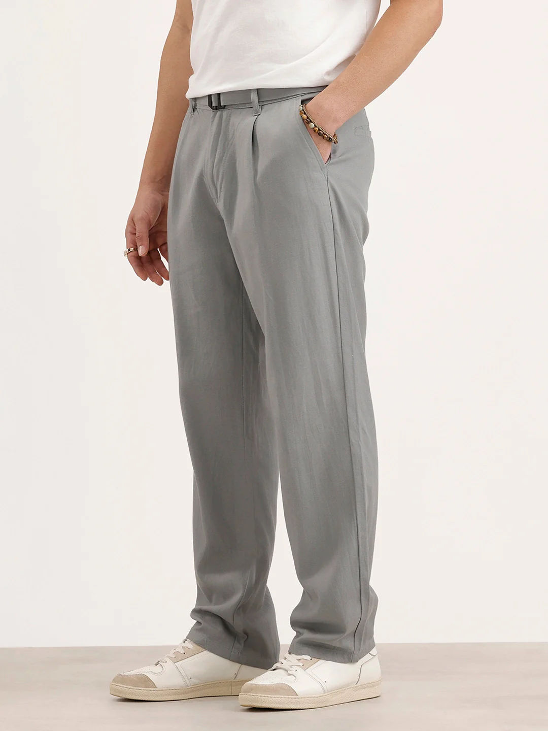 Anti Fit Pleated Trouser | Grey - Image 4