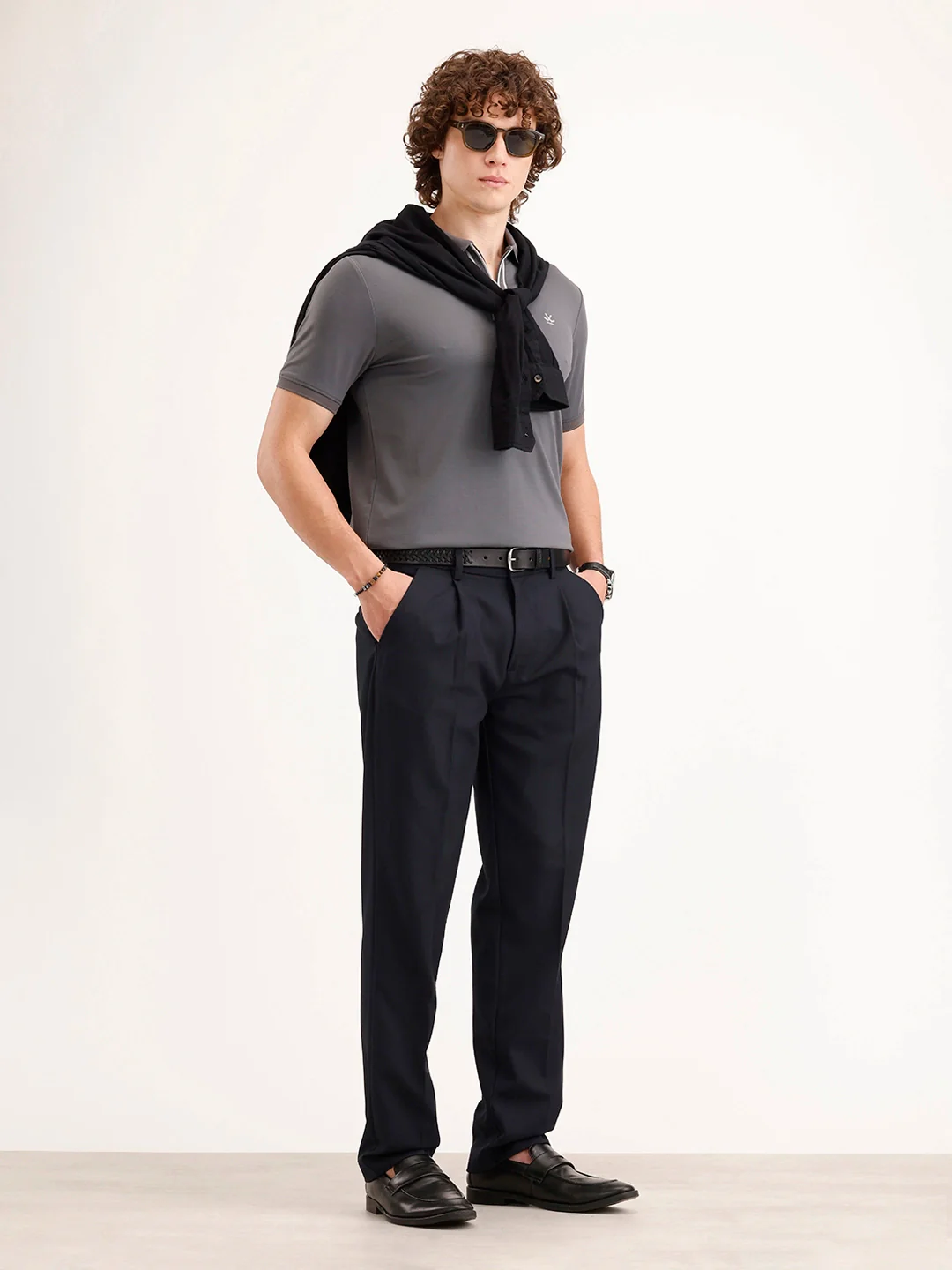 Anti Fit Pleated Trouser | Navy Blue - Image 2