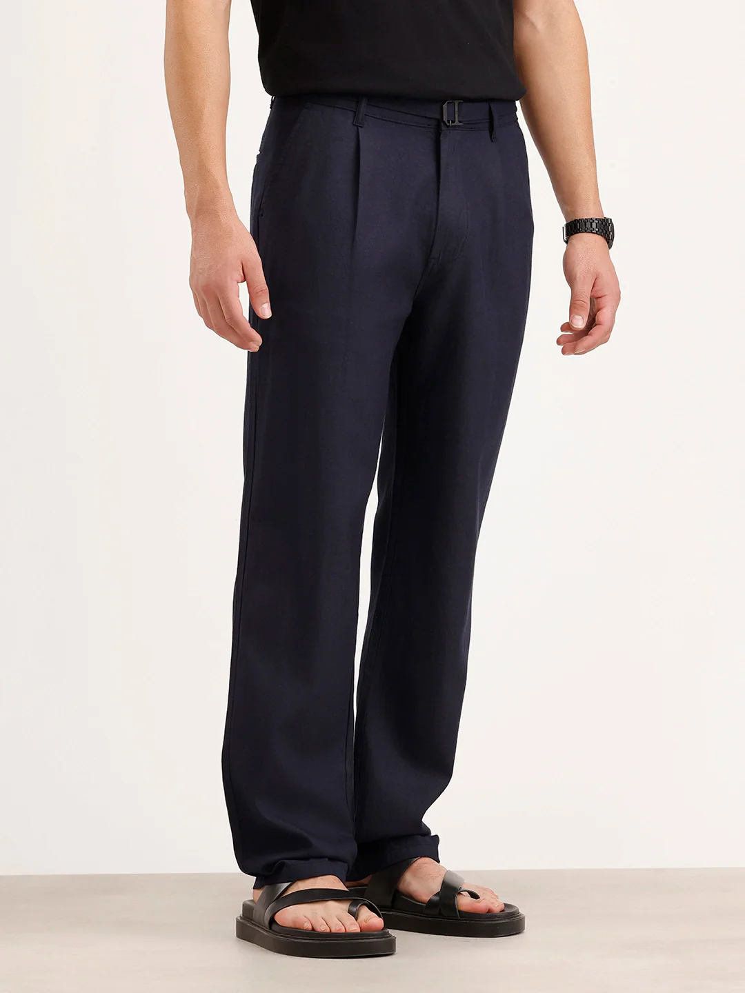 Anti Fit Pleated Trouser | Navy Blue - Image 4