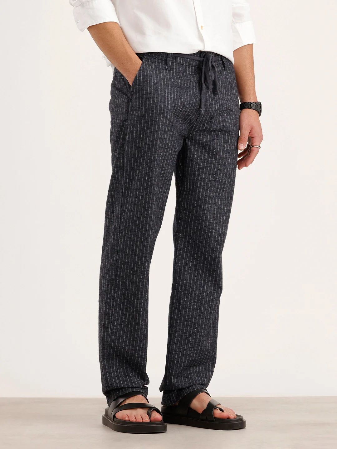Anti Fit Striped Trouser | Blue - Image 4