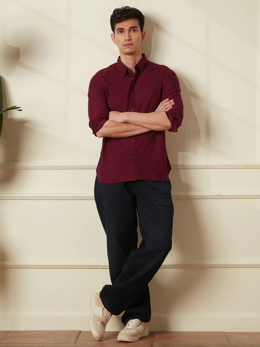 Classic Pure Cotton Shirt | Maroon - Image 2