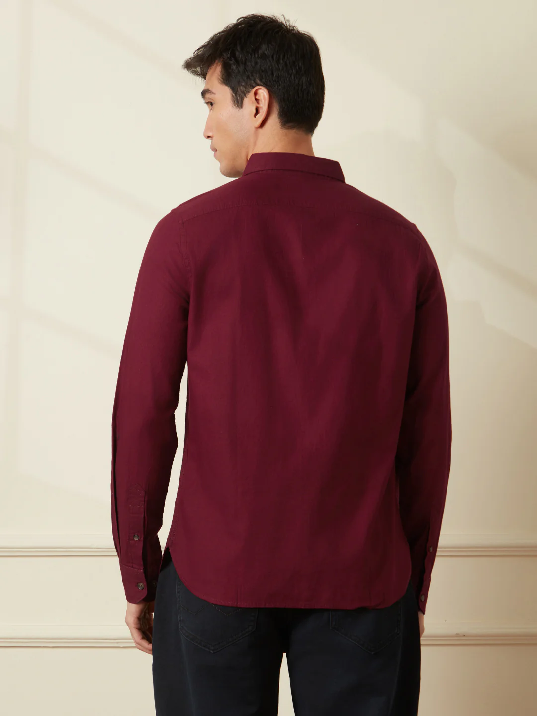 Classic Pure Cotton Shirt | Maroon - Image 3