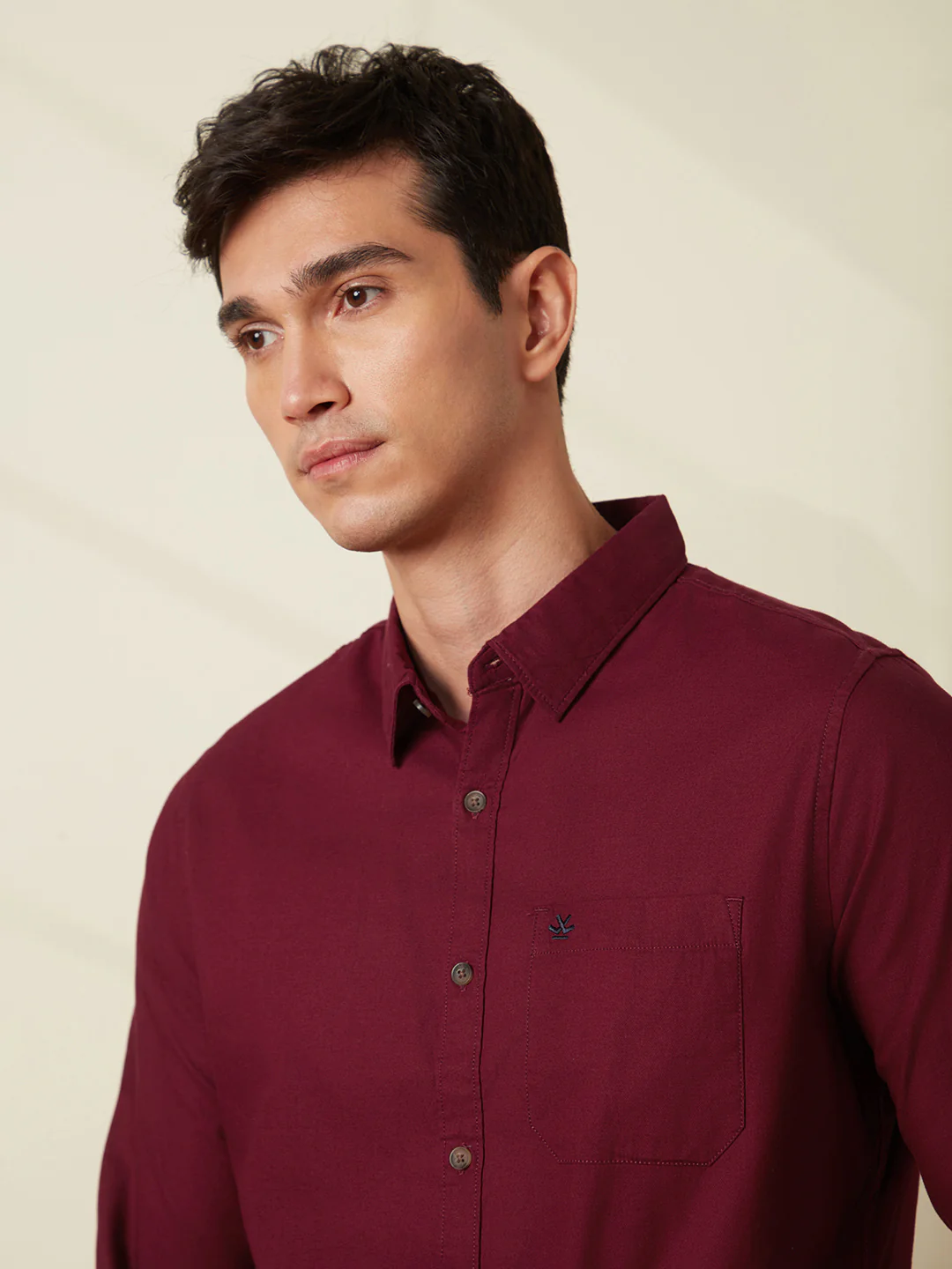 Classic Pure Cotton Shirt | Maroon - Image 5