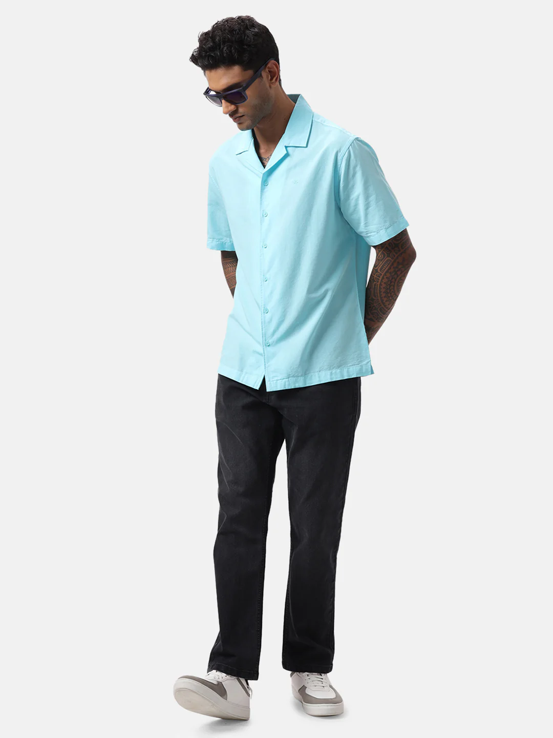 Aqua Blue Resort Collar Shirt - Image 2