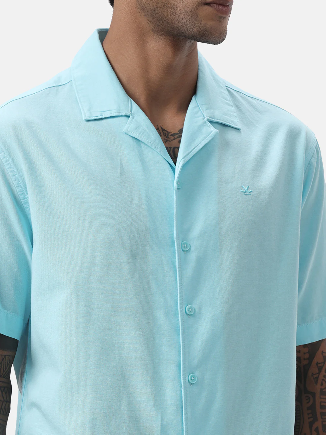Aqua Blue Resort Collar Shirt - Image 5