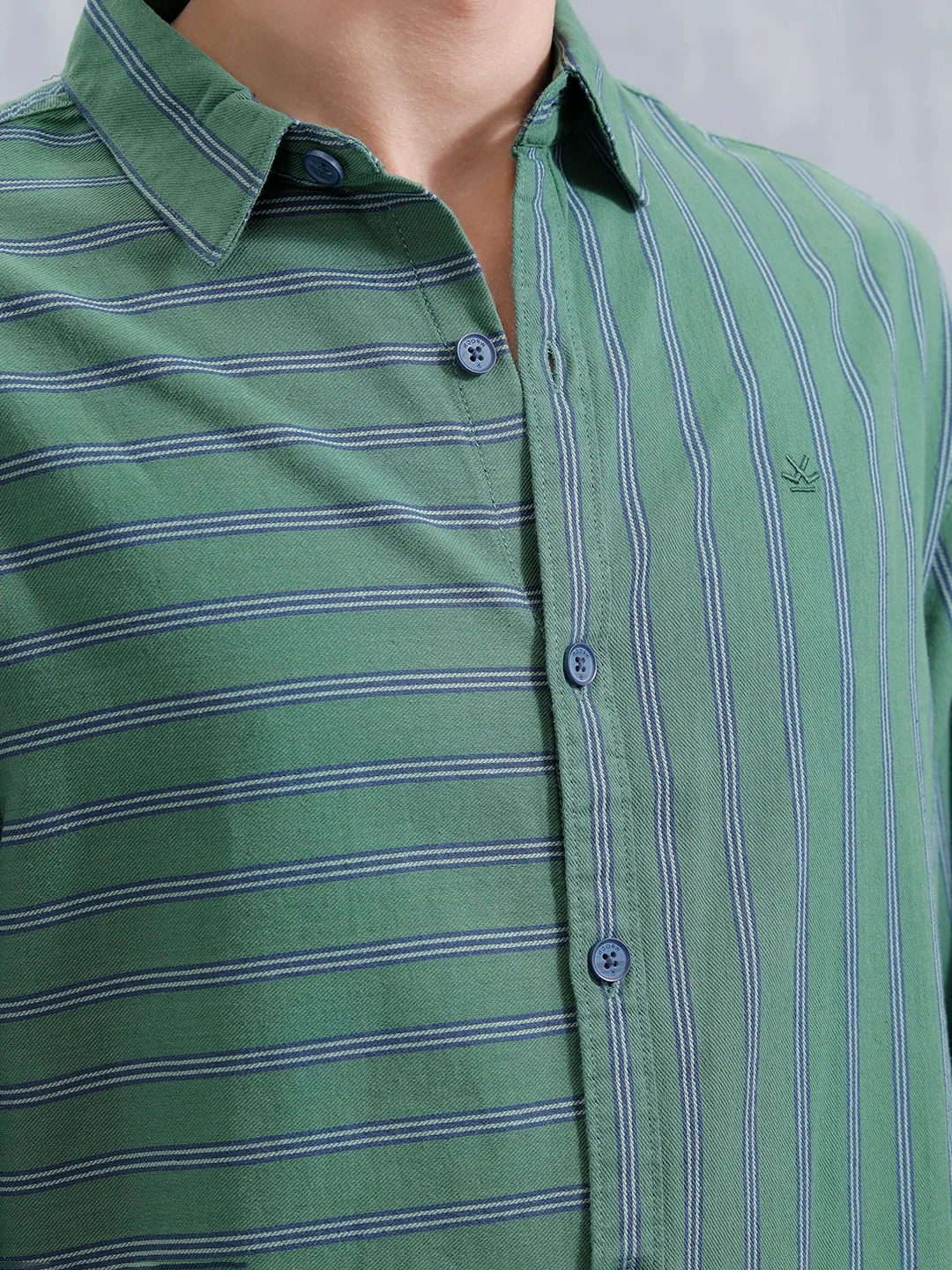 Asymmetrical Striped Oversized Shirt For Men | Dark Green - Image 5