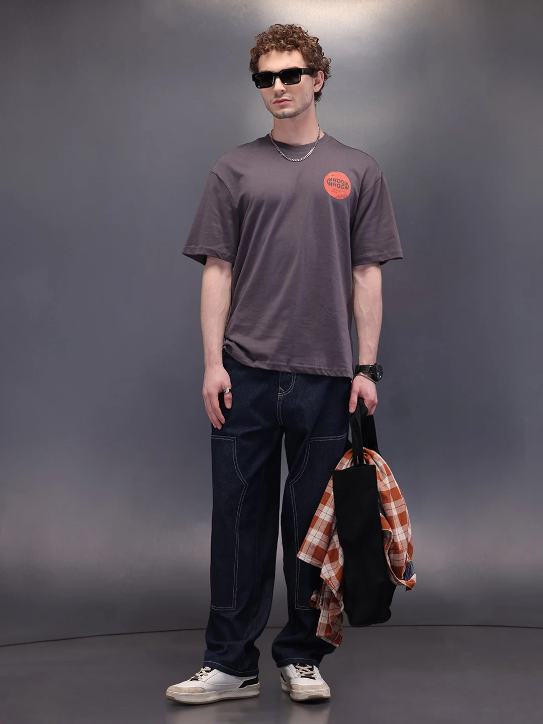 Back Printed Oversized T-Shirt | Dark Grey - Image 2