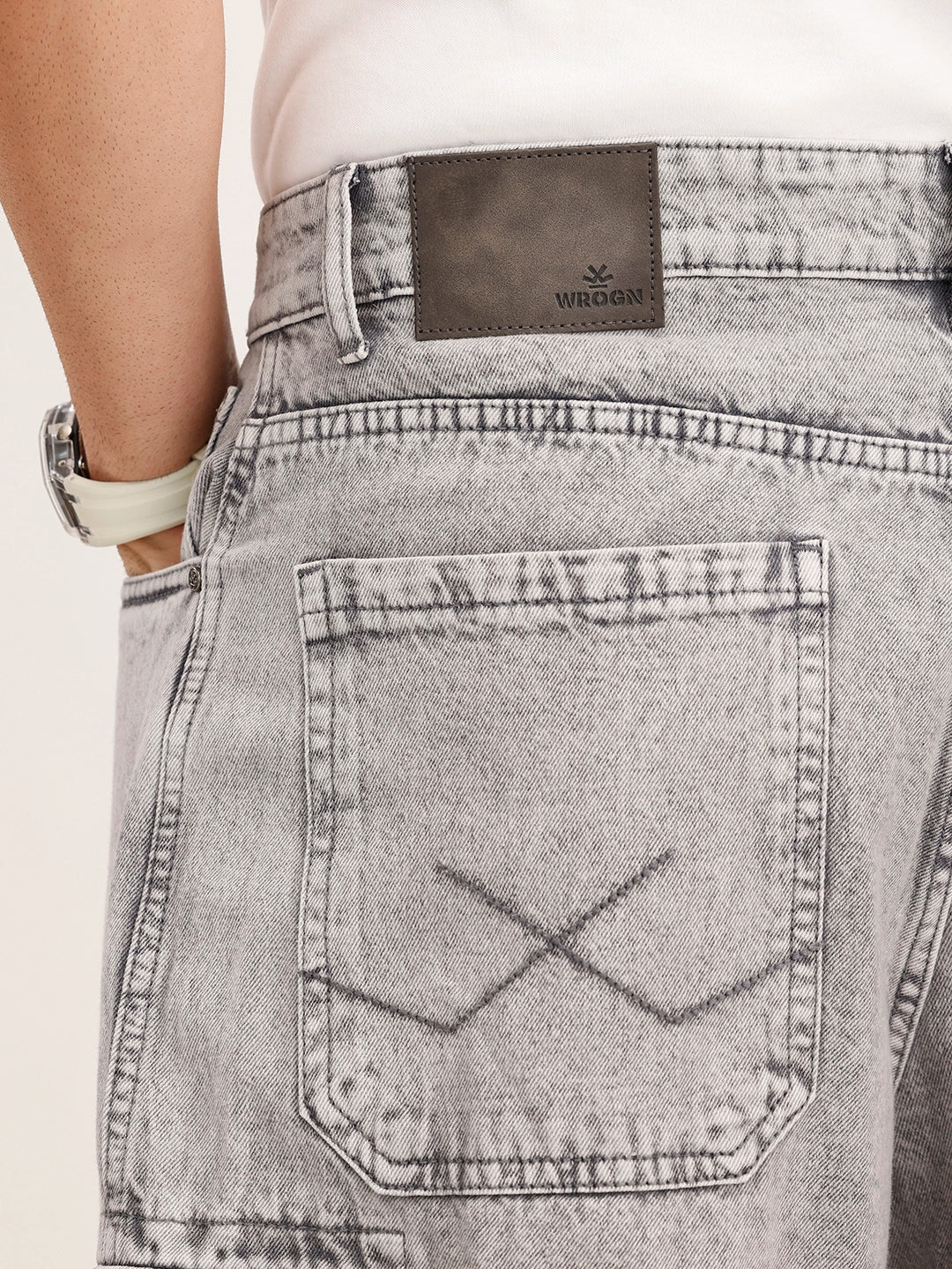 Baggy Cargo Fit Denim Jeans | Grey - Image 6