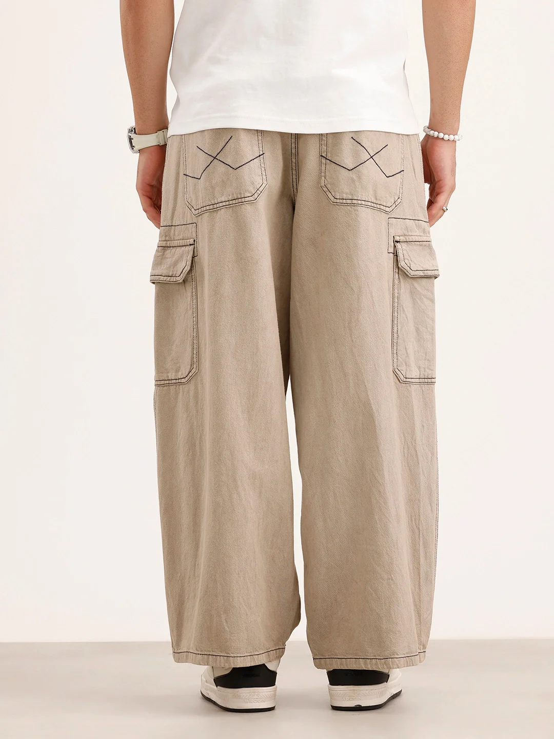Baggy Cargo Fit Denim Jeans | Khaki - Image 3