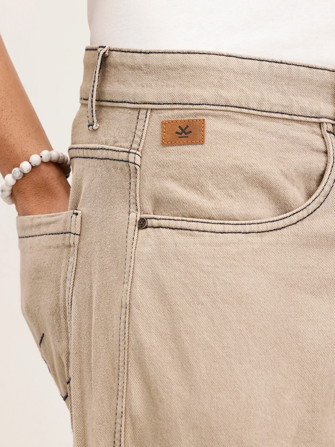 Baggy Cargo Fit Denim Jeans | Khaki - Image 5