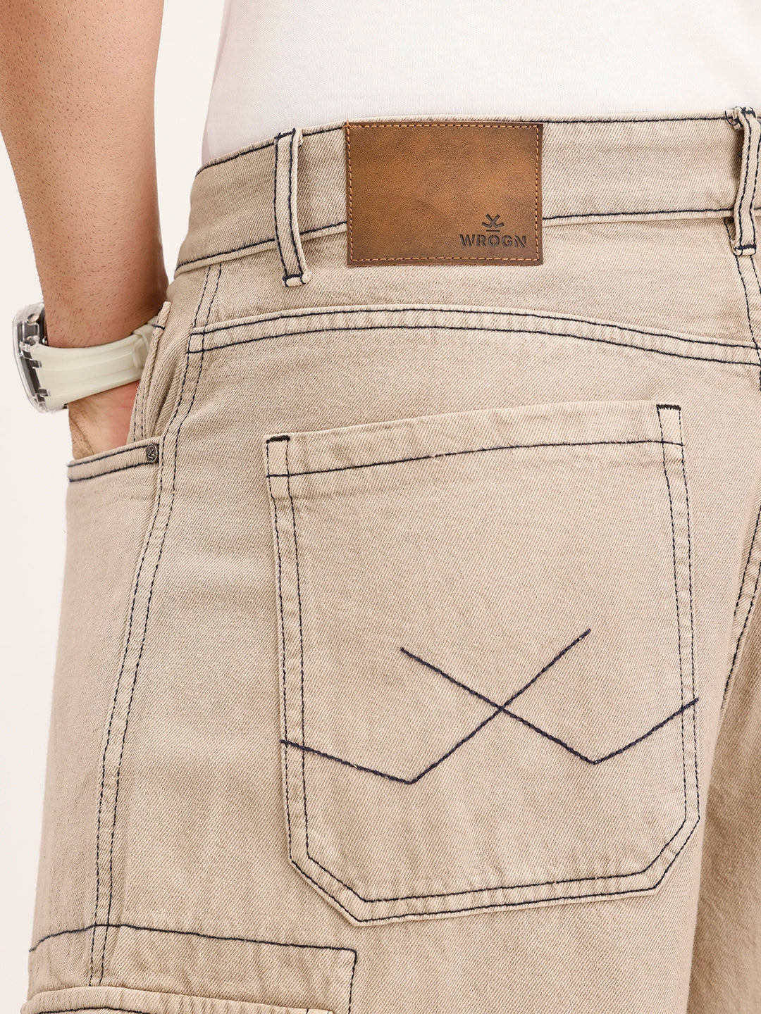 Baggy Cargo Fit Denim Jeans | Khaki - Image 6