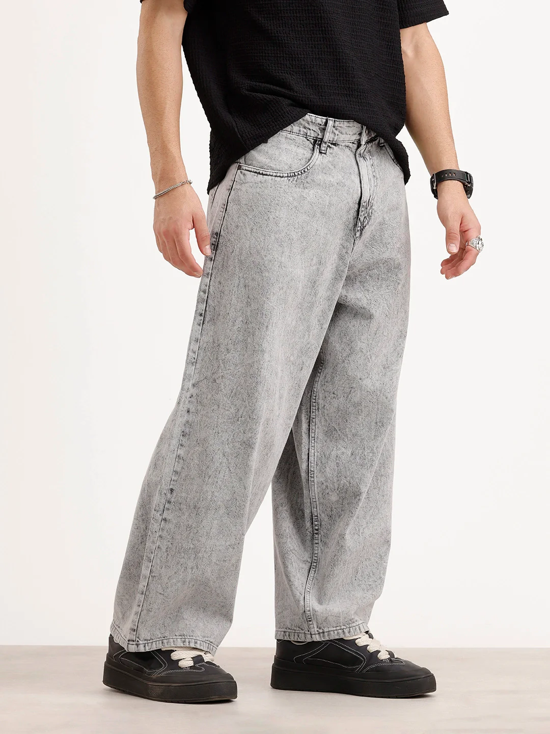 Baggy Fit Denim Jeans| Grey - Image 4