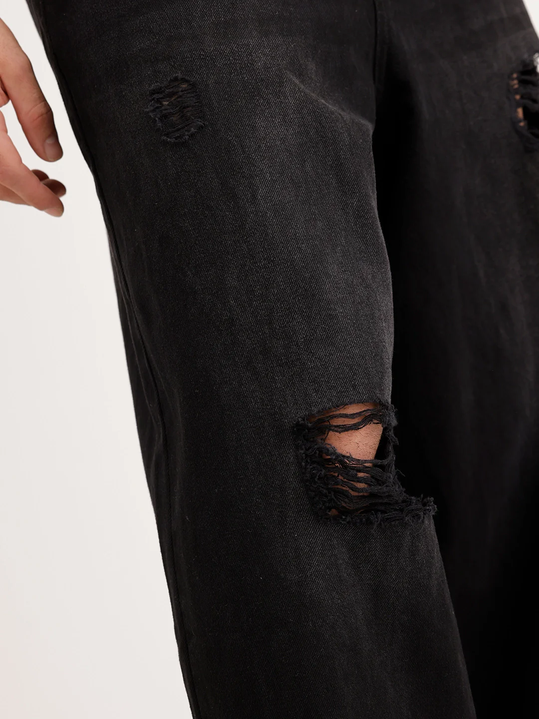 Baggy Fit Distressed Denim Jeans | Black - Image 6
