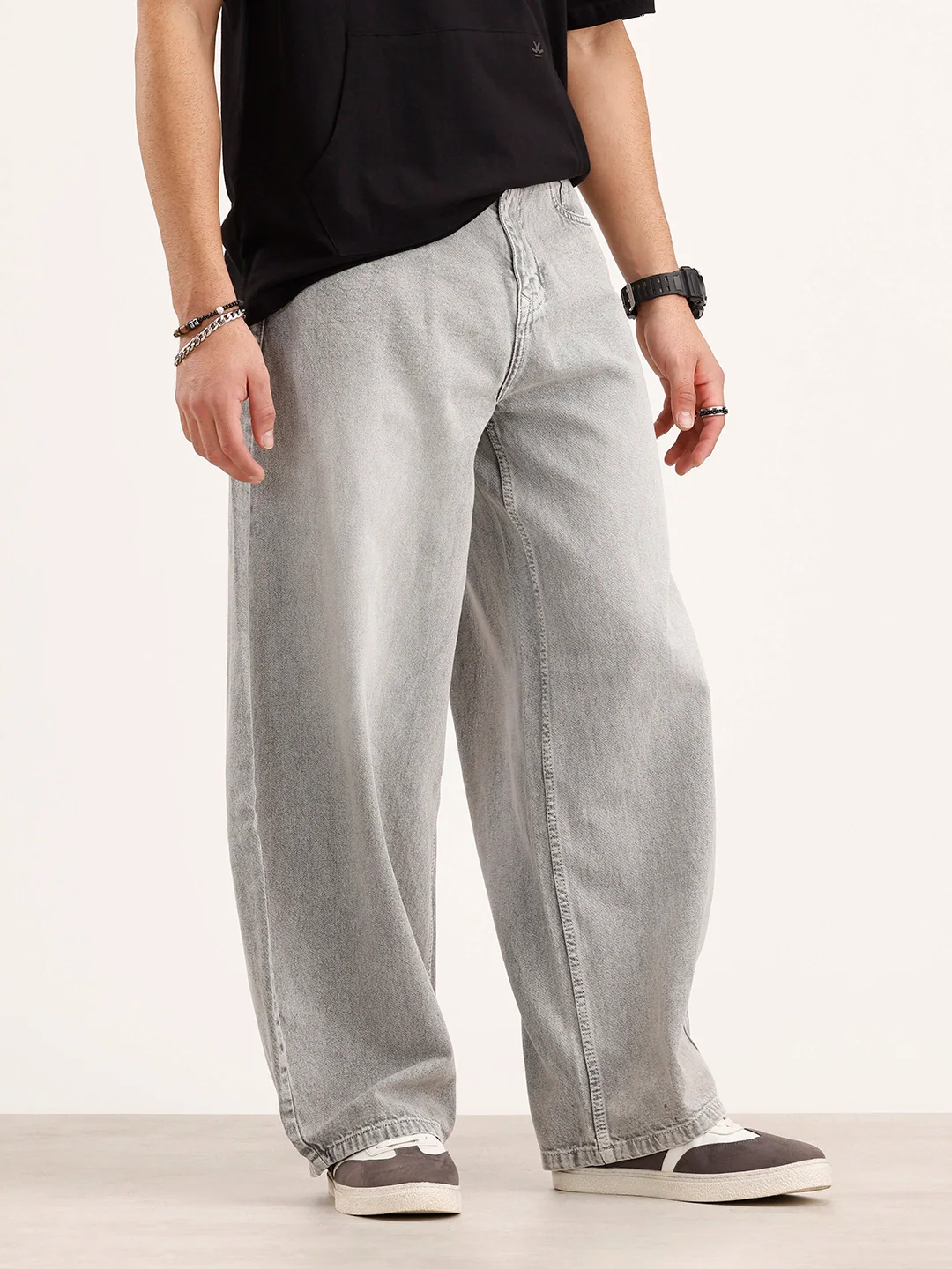 Balloon Fit Denim Jeans | Grey - Image 4