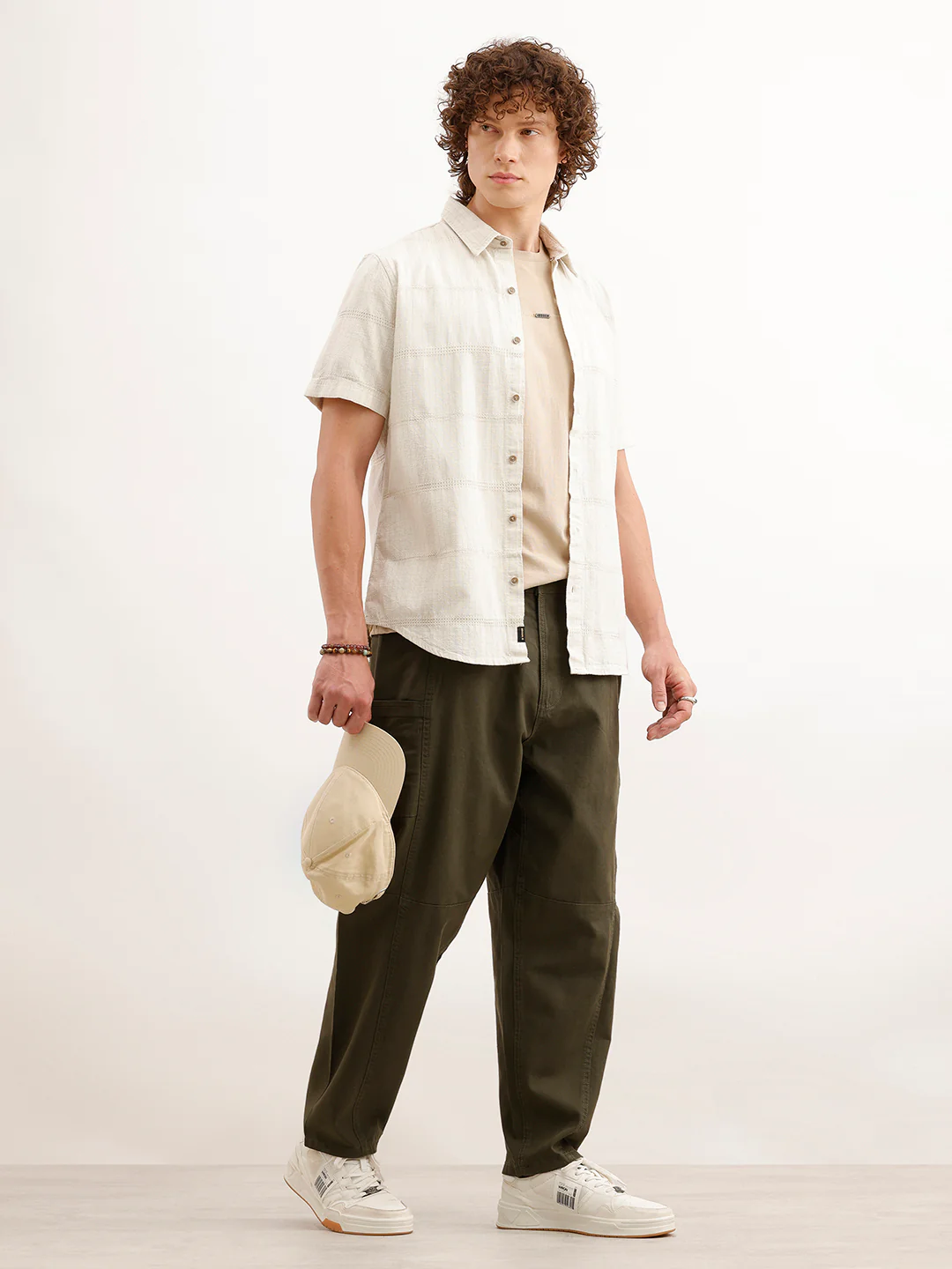 Barrel Fit Cut & Sew Trousers  | Olive - Image 2