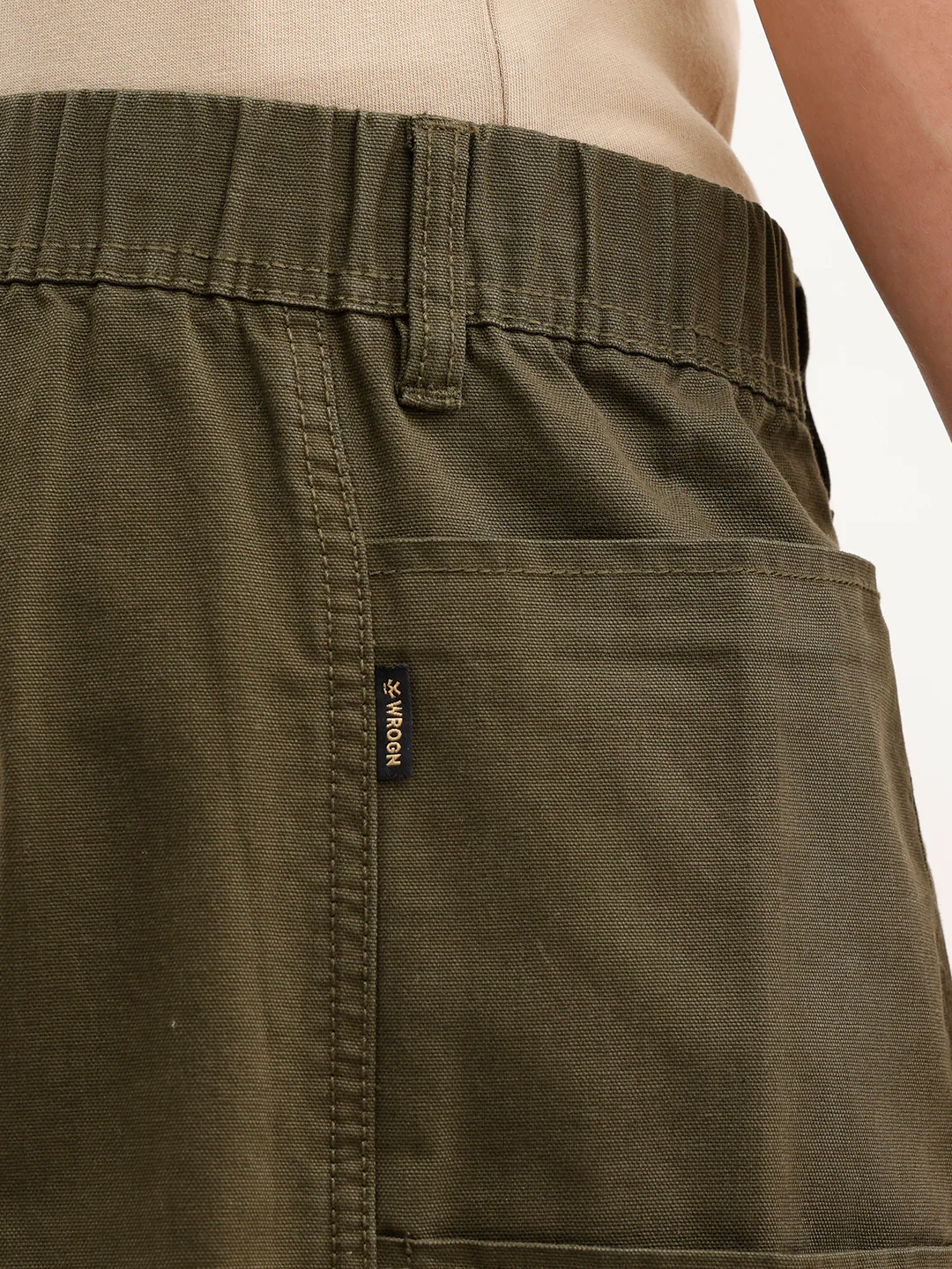 Barrel Fit Cut & Sew Trousers  | Olive - Image 6
