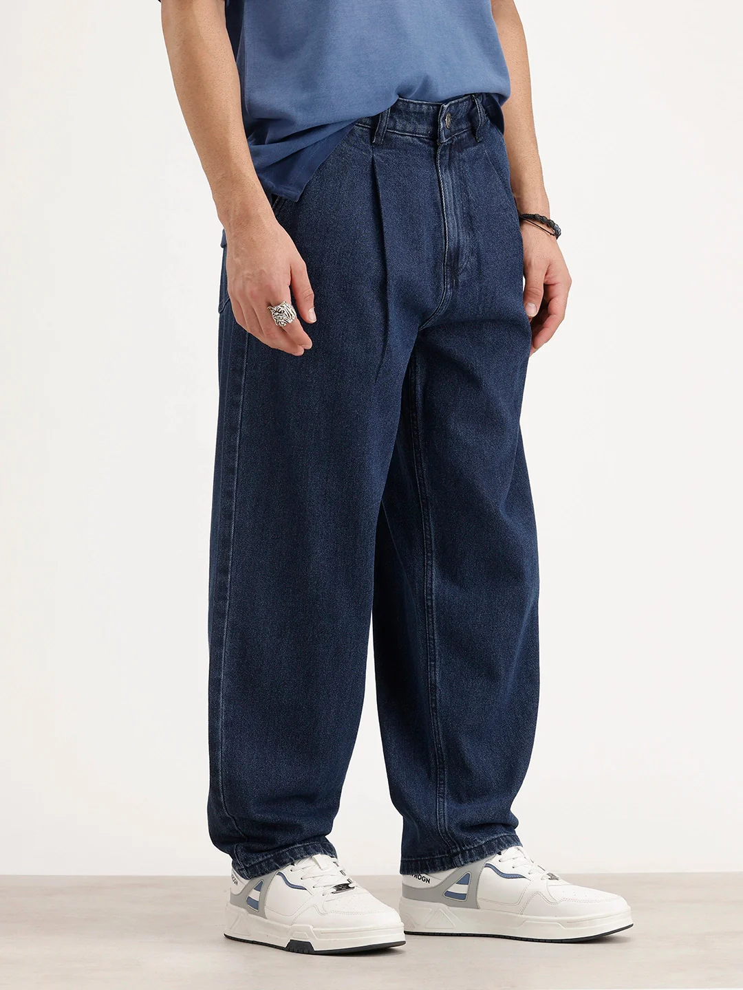 Barrel Fit Denim Jeans | Dark Blue - Image 4