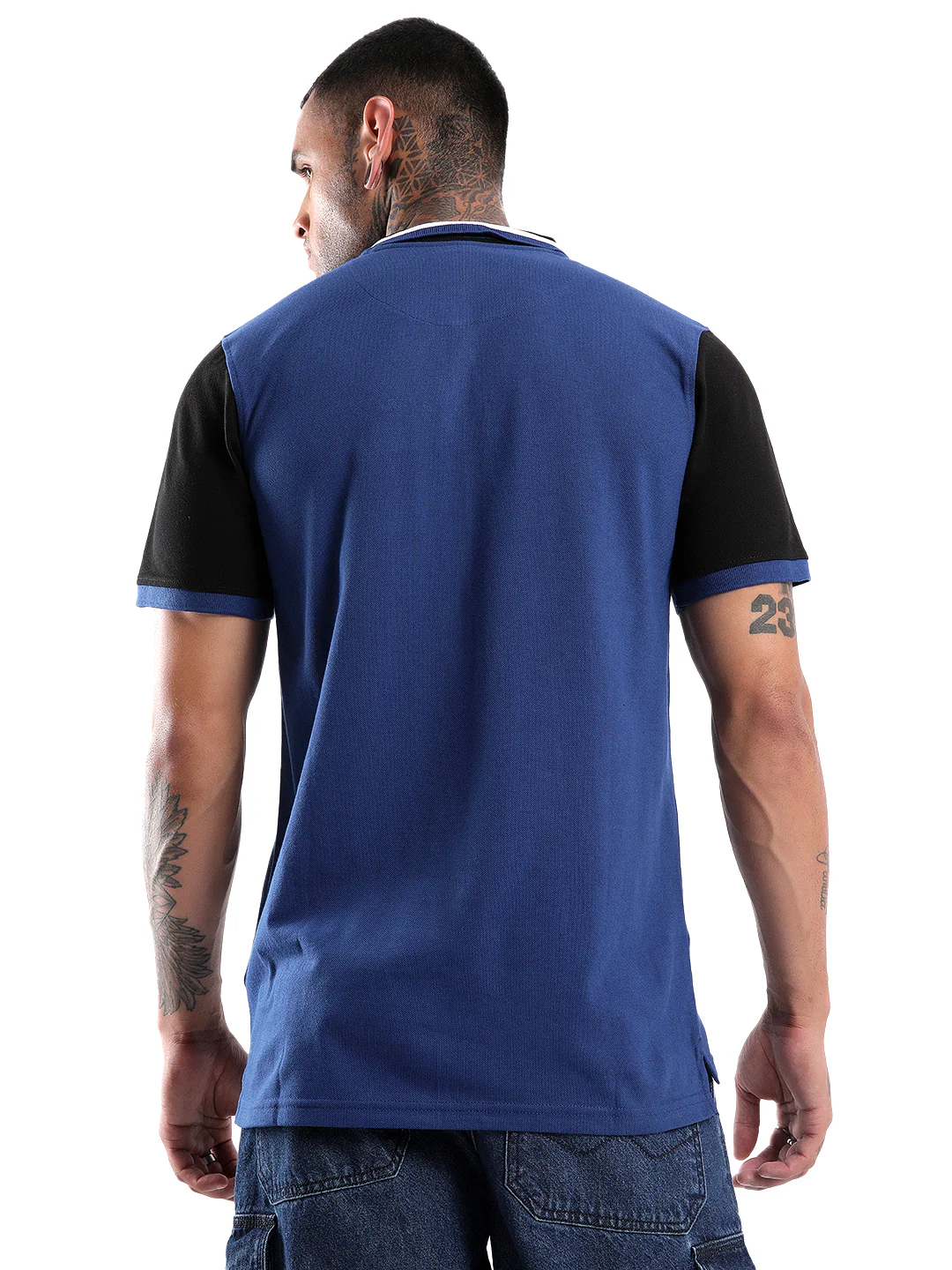 Basic Blue Tipping Polo T-shirt - Image 3