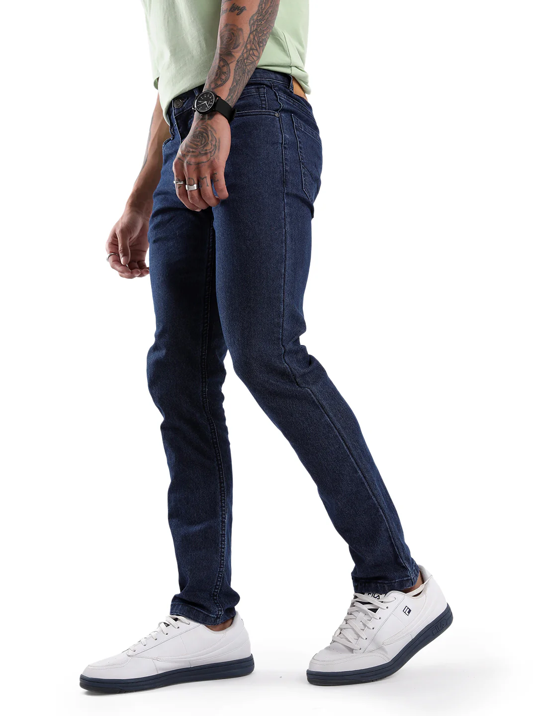 Basic Blue Twill Denim Jeans - Image 4
