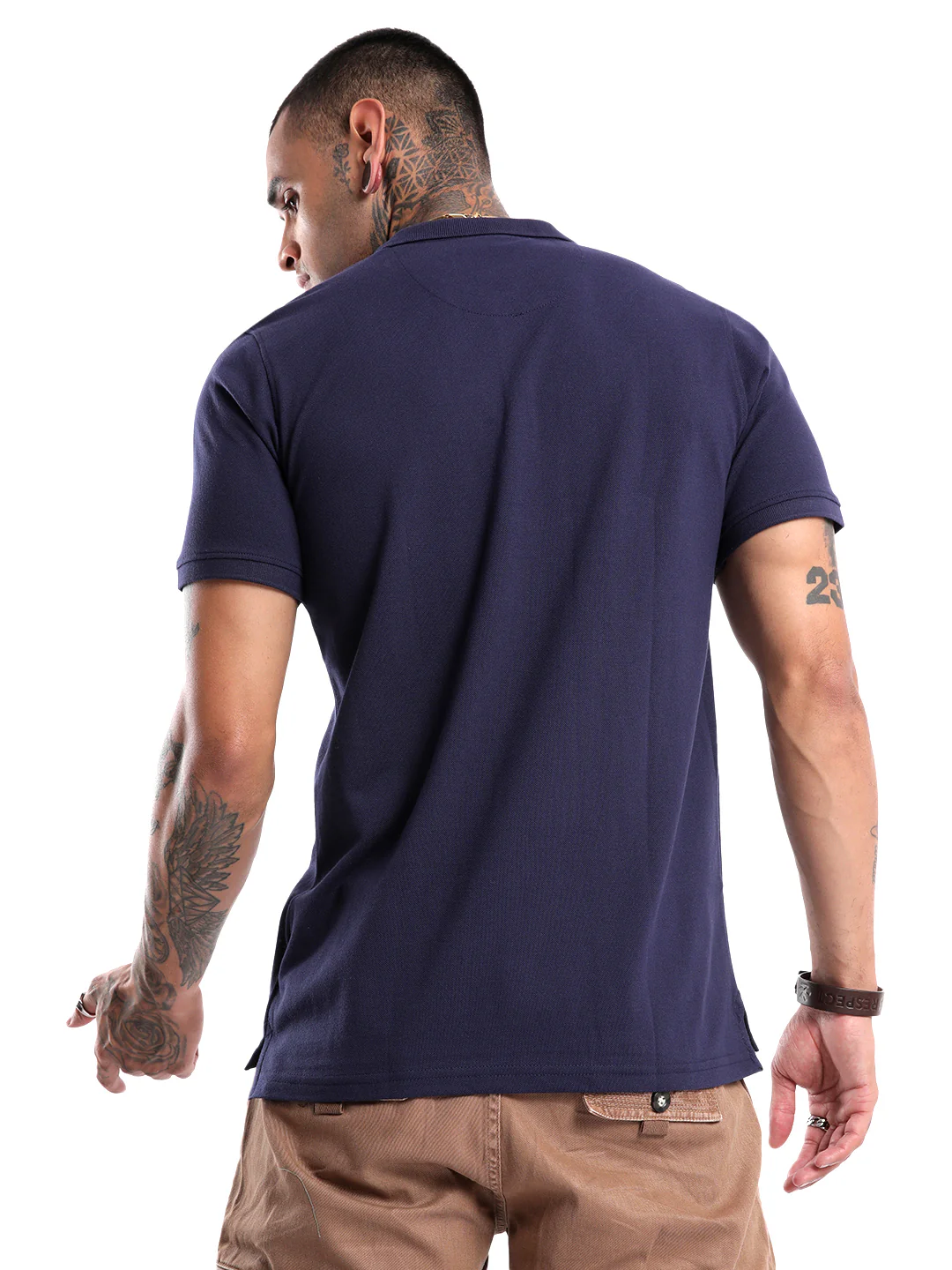Basic Navy Blue Slim Fit Polo - Image 3