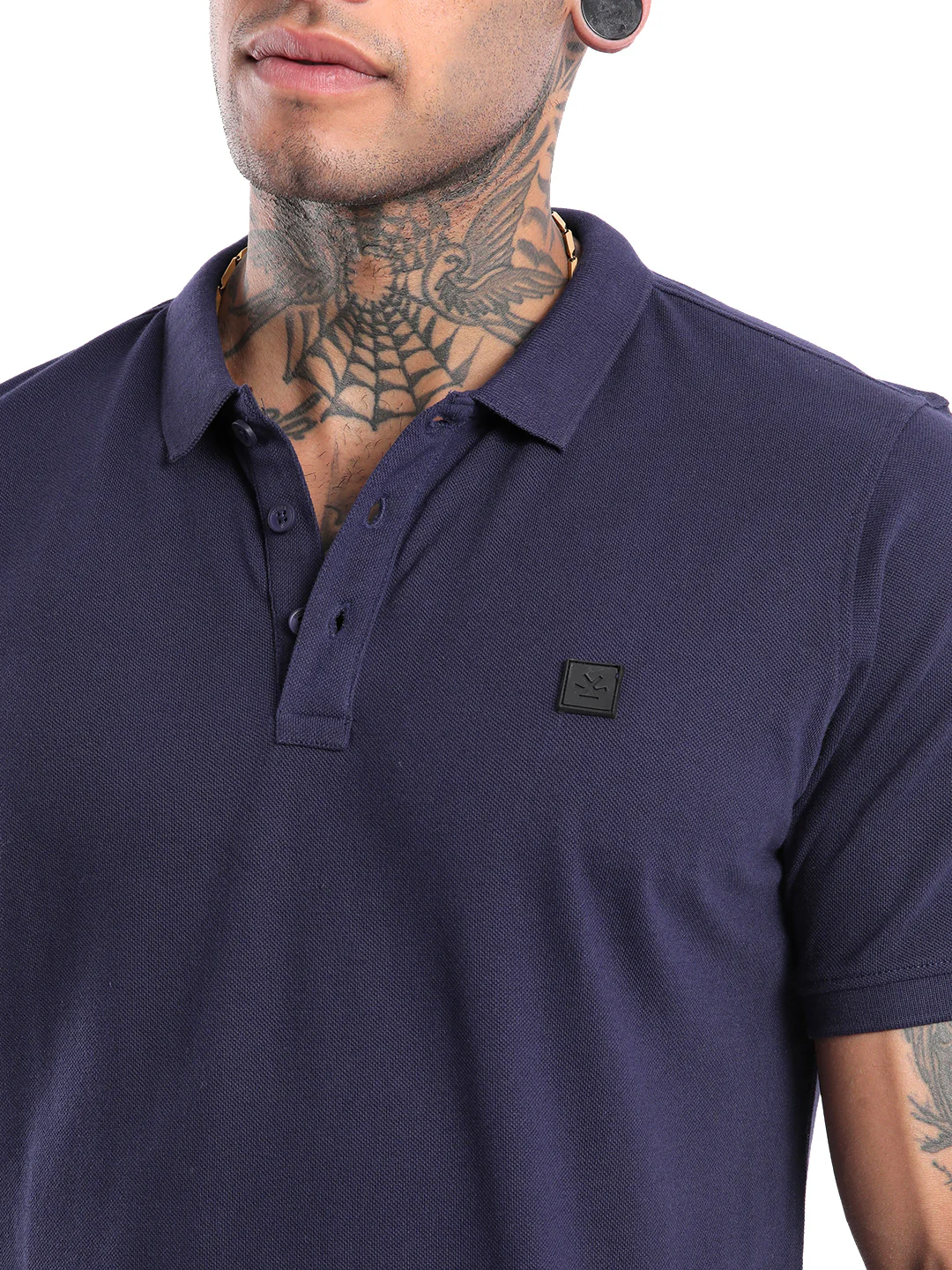 Basic Navy Blue Slim Fit Polo - Image 5