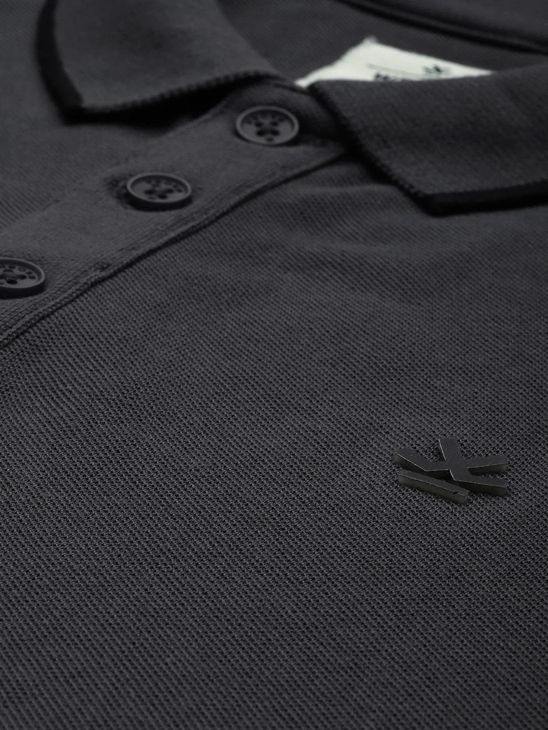 Basic Grey Polo Collar T-Shirt - Image 2