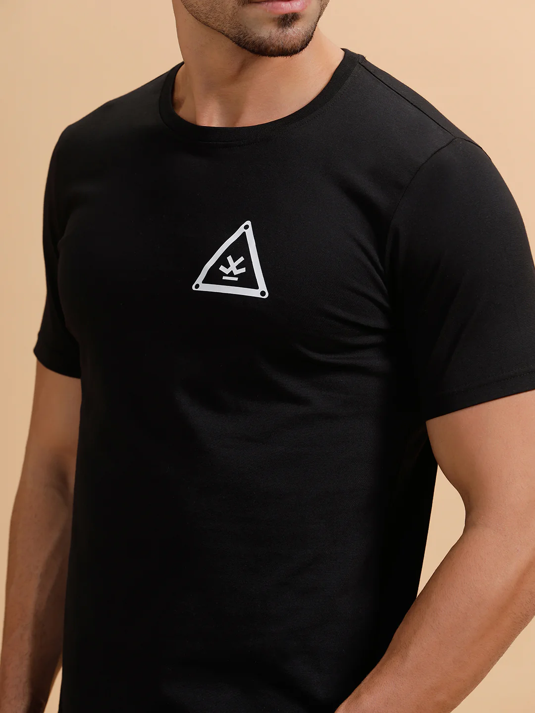 Basic Placement Print Regular Fit T-Shirt | Black - Image 5