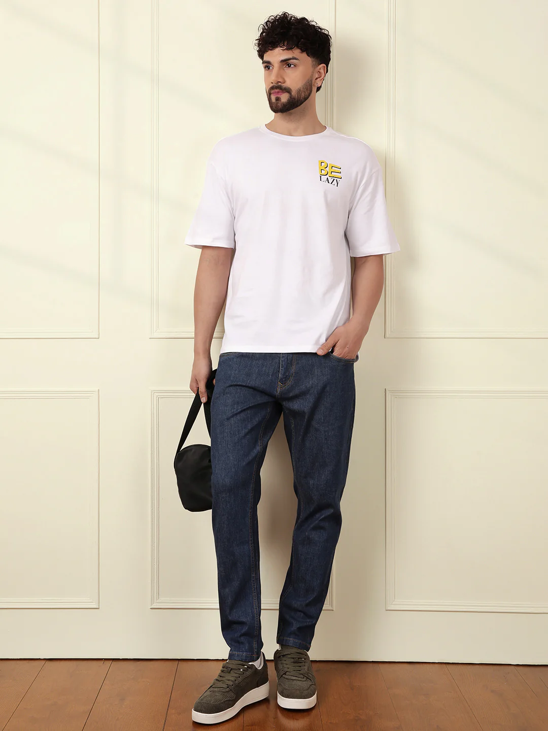 Be Lazy White Oversized T-Shirt - Image 2