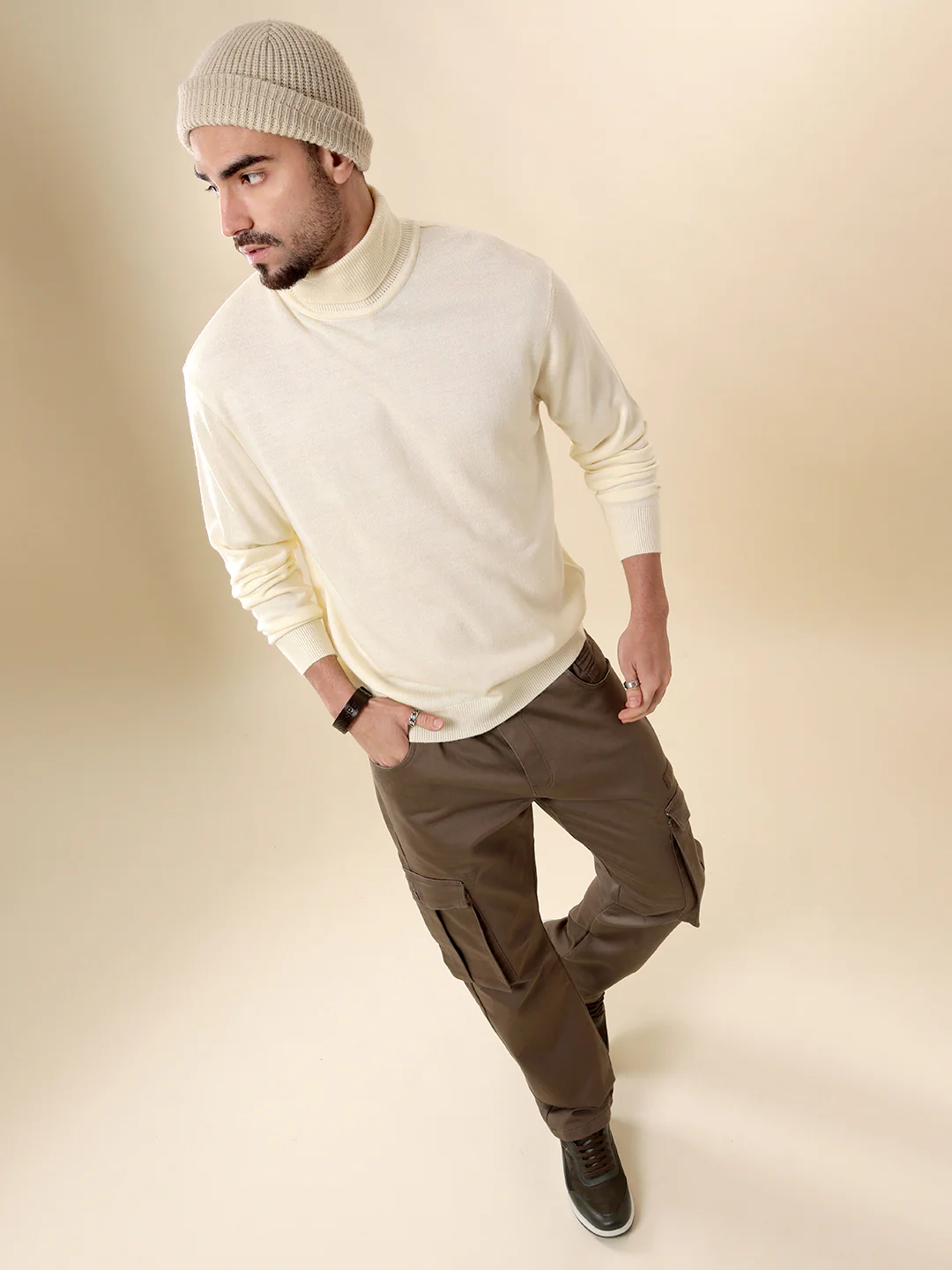 Beige Comfort Turtle Neck Sweater - Image 2