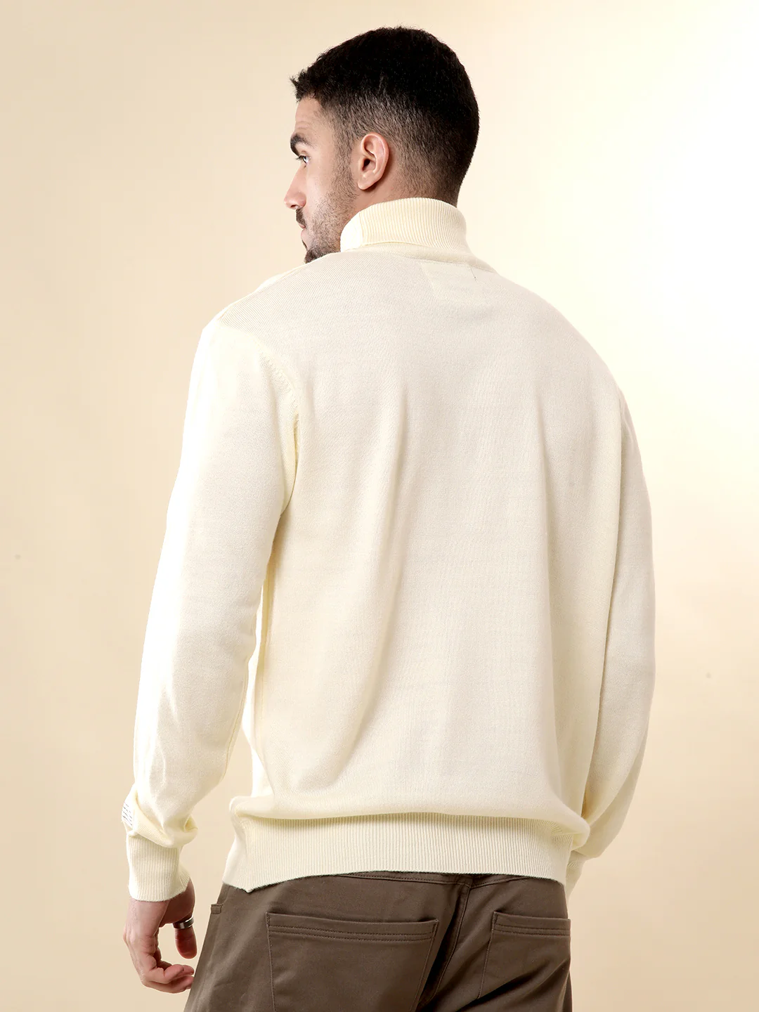 Beige Comfort Turtle Neck Sweater - Image 3