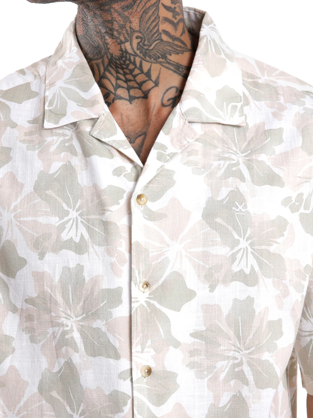 Beige Floral AOP Spoyl Shirt - Image 5
