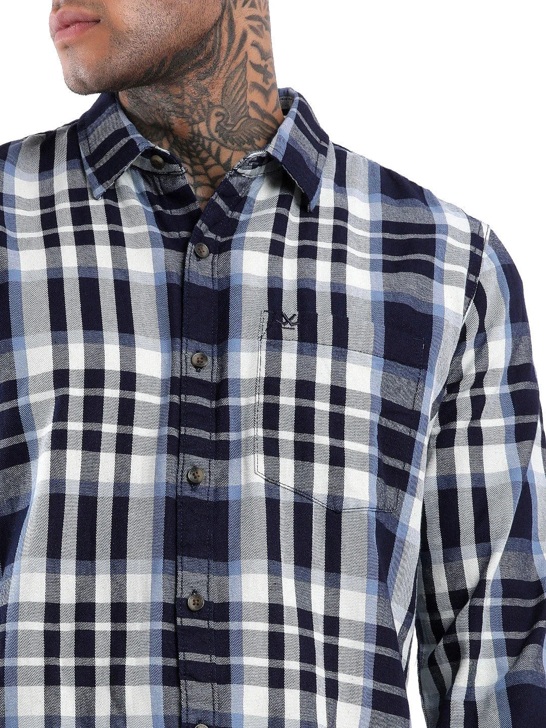 Beige-Navy Checked Shirt - Image 5