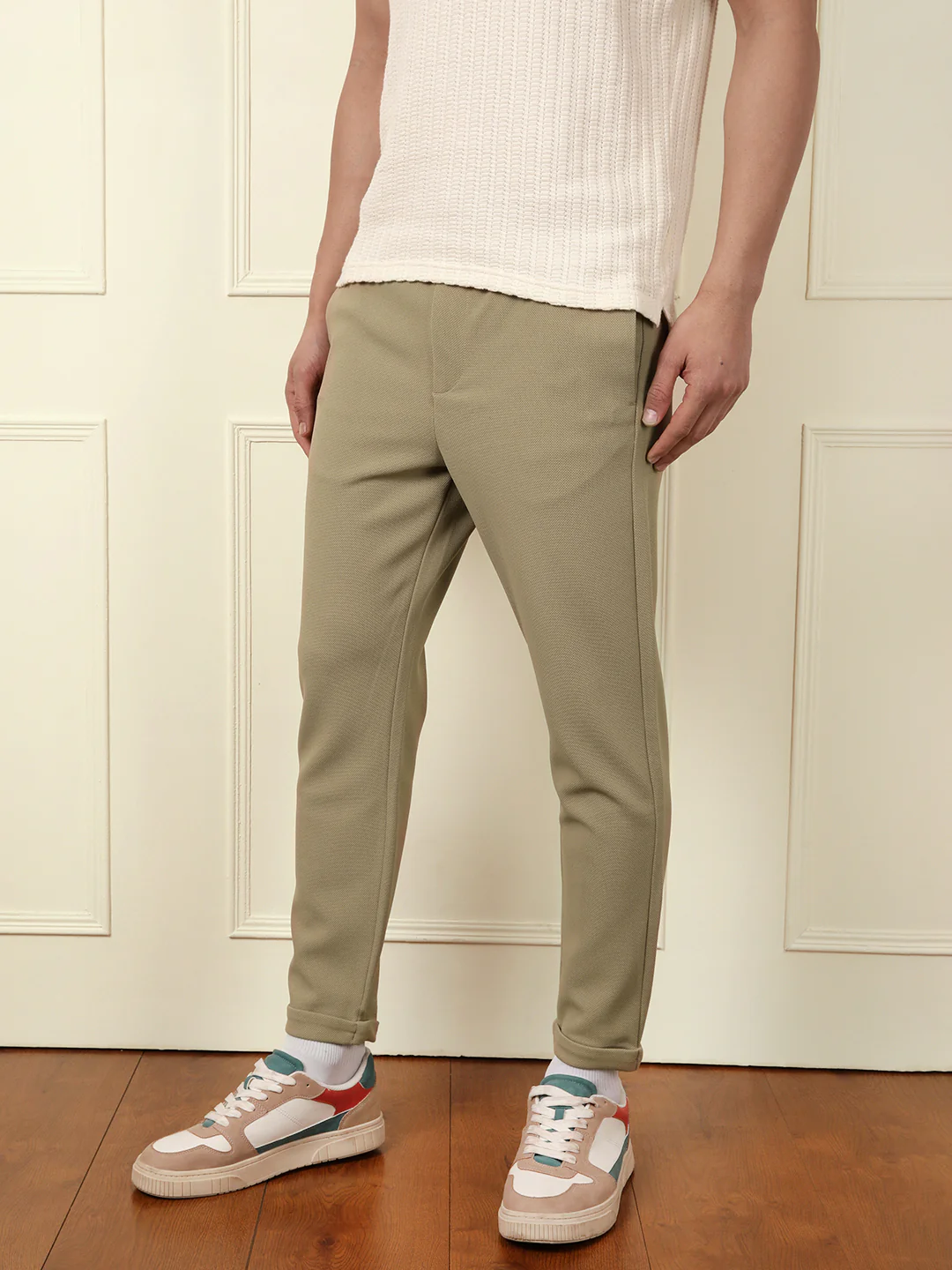 Soft Cotton Blend Knit Trouser | Beige - Image 4