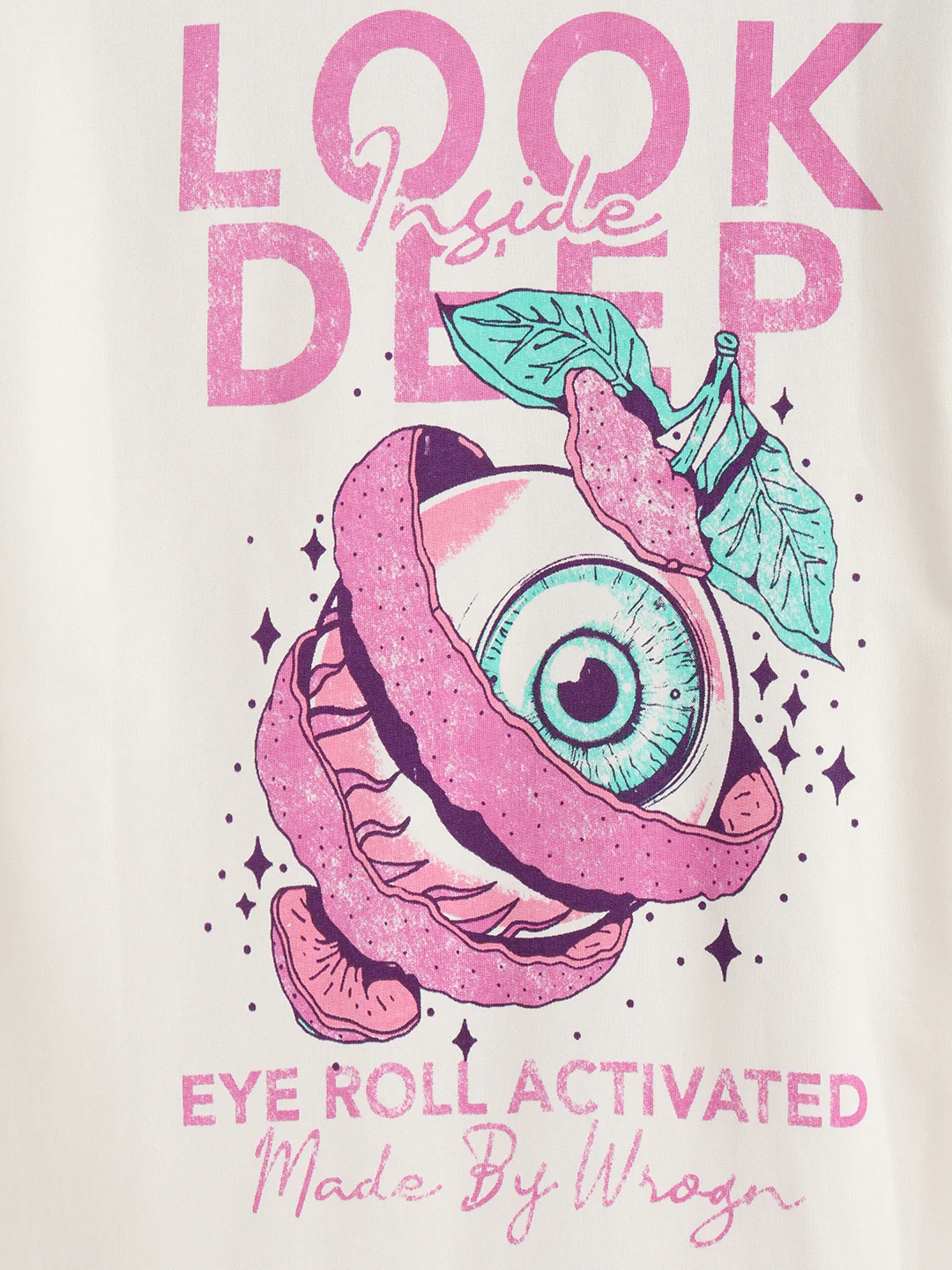 Bizarre Elements Inspired Look Deep Inside Eyeball Back Print Crew Neck T-Shirt  | Off White - Image 10
