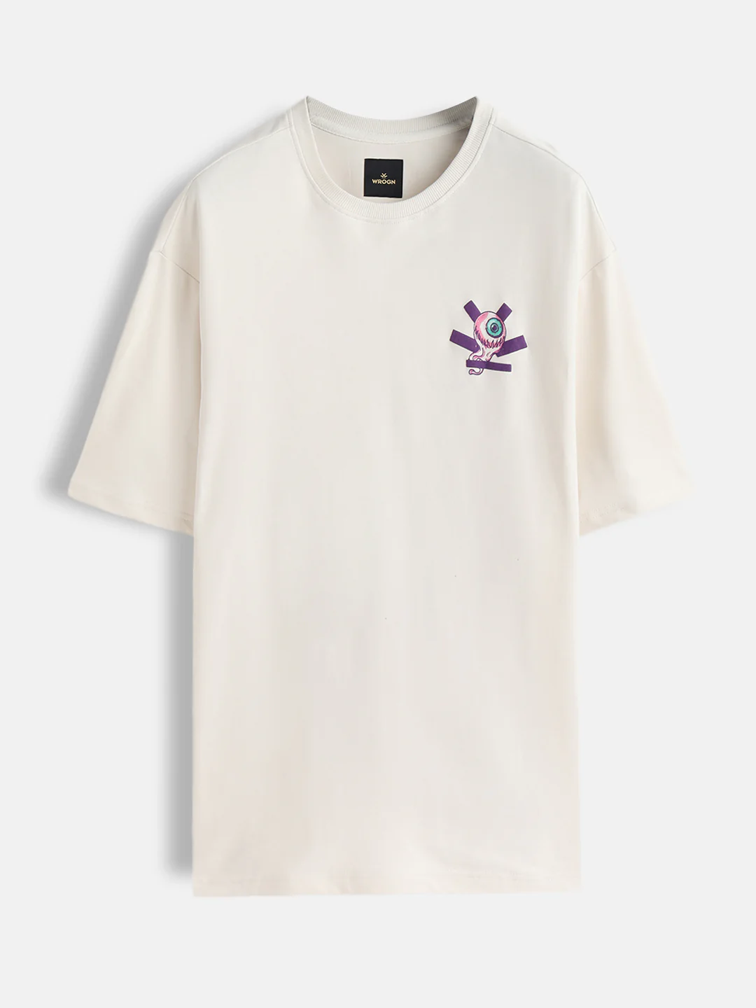 Bizarre Elements Inspired Look Deep Inside Eyeball Back Print Crew Neck T-Shirt  | Off White - Image 2
