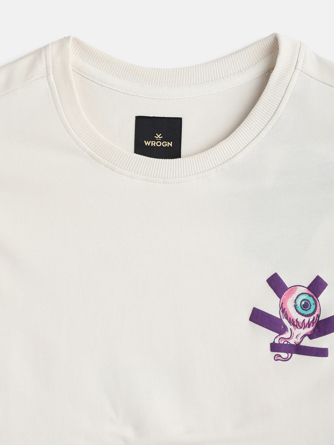 Bizarre Elements Inspired Look Deep Inside Eyeball Back Print Crew Neck T-Shirt  | Off White - Image 3