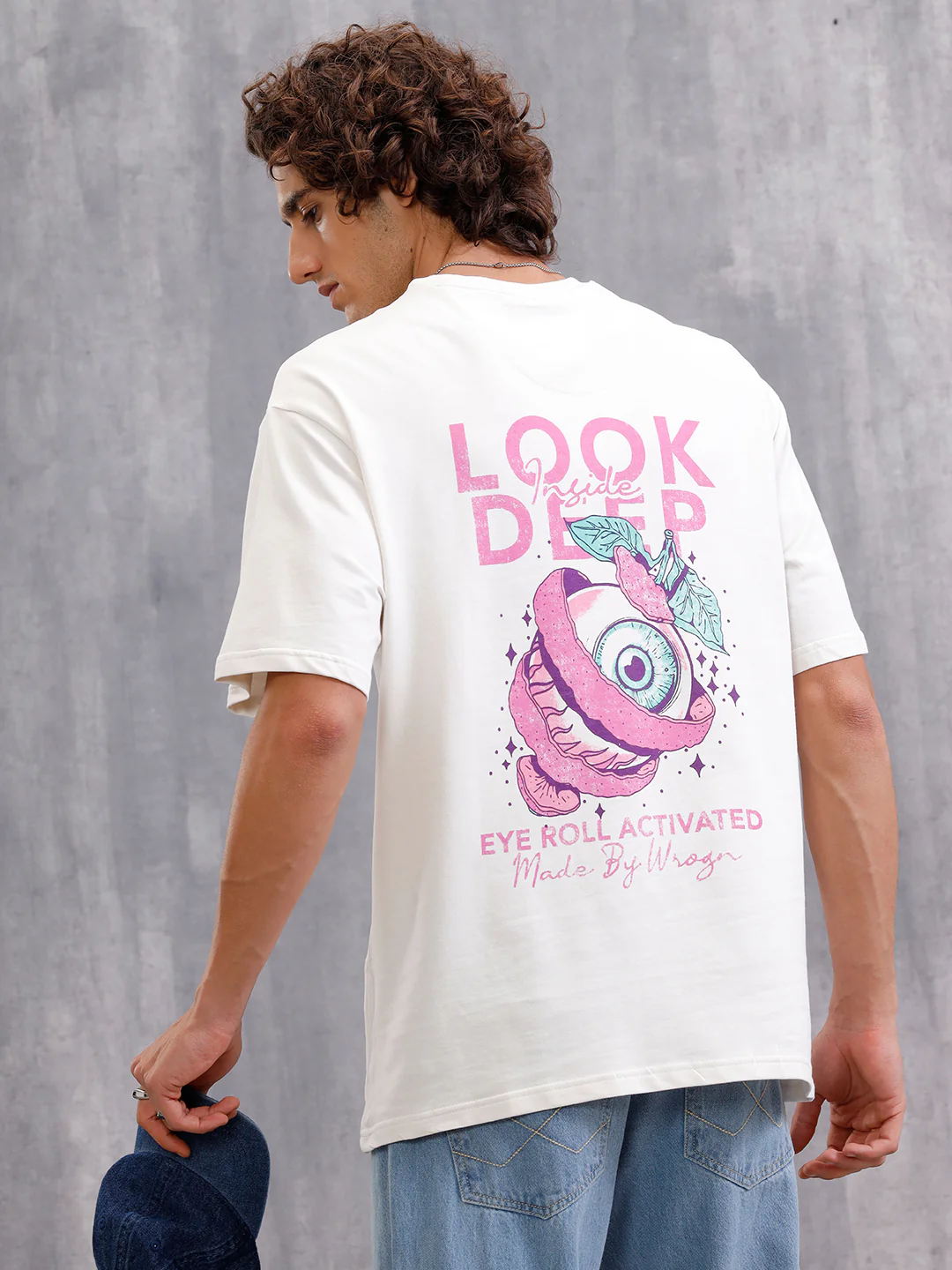 Bizarre Elements Inspired Look Deep Inside Eyeball Back Print Crew Neck T-Shirt  | Off White - Image 4