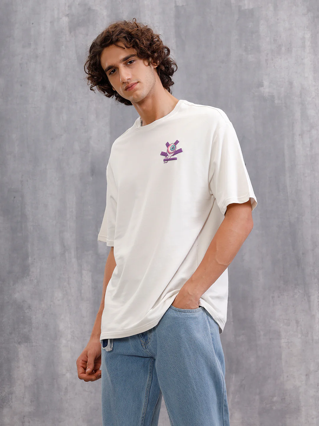 Bizarre Elements Inspired Look Deep Inside Eyeball Back Print Crew Neck T-Shirt  | Off White - Image 8