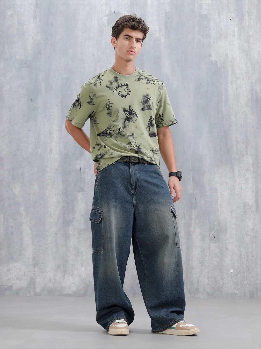 Bizarre Elements Inspired Oversized Aop T-Shirt | Green - Image 2