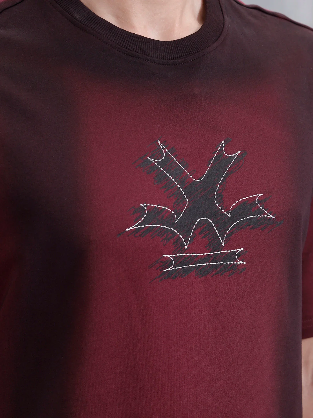 Bizarre Elements Logo Spray Oversized Cotton T-Shirt | Maroon - Image 5