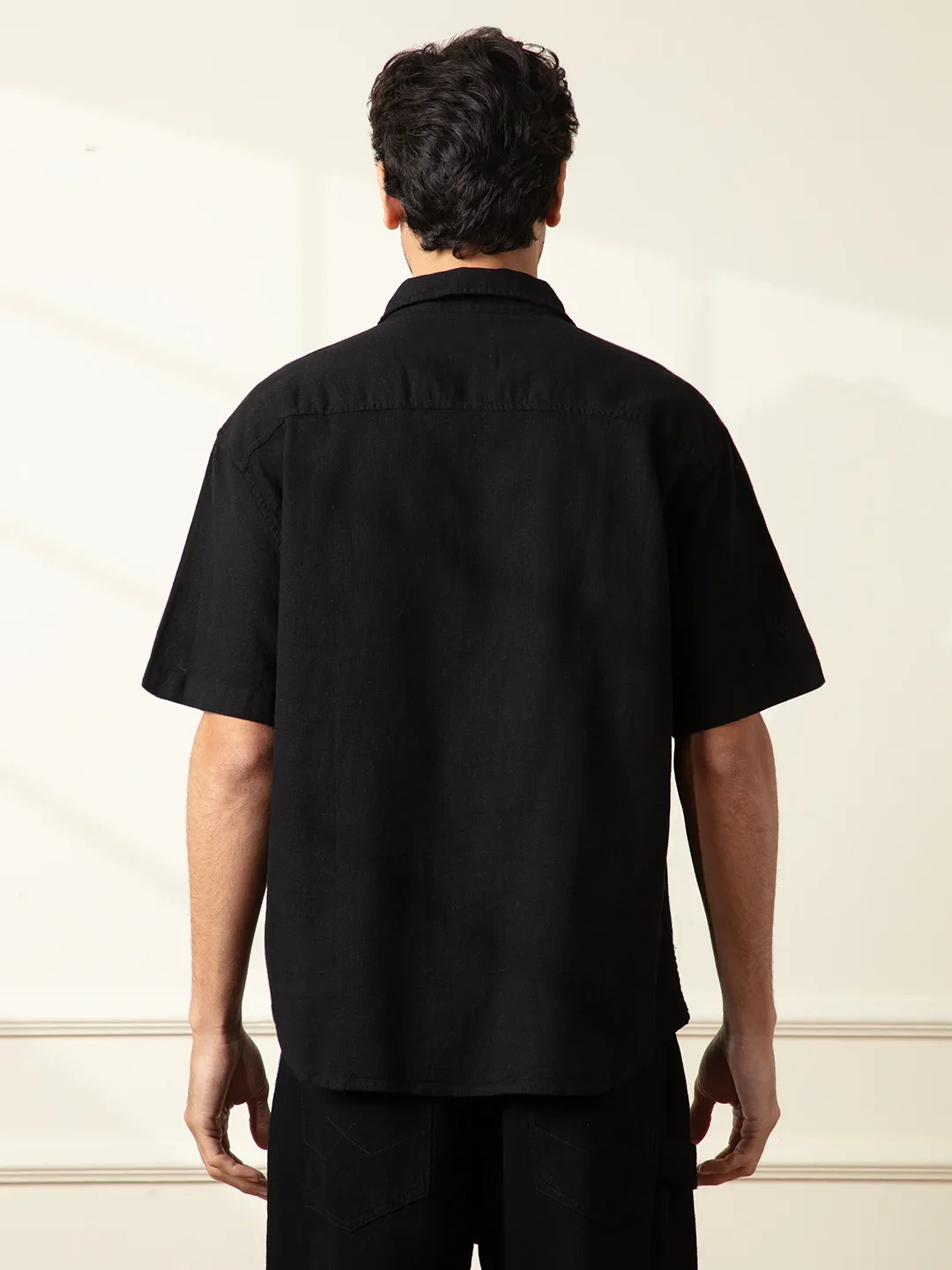 Textured Comfort Fit Shirt | Black - Image 3