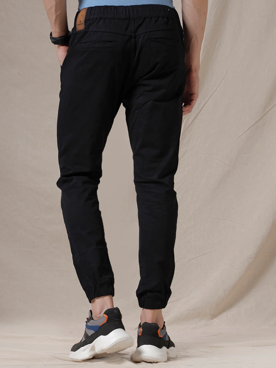 Black Woven Drawstring Jogger - Image 3