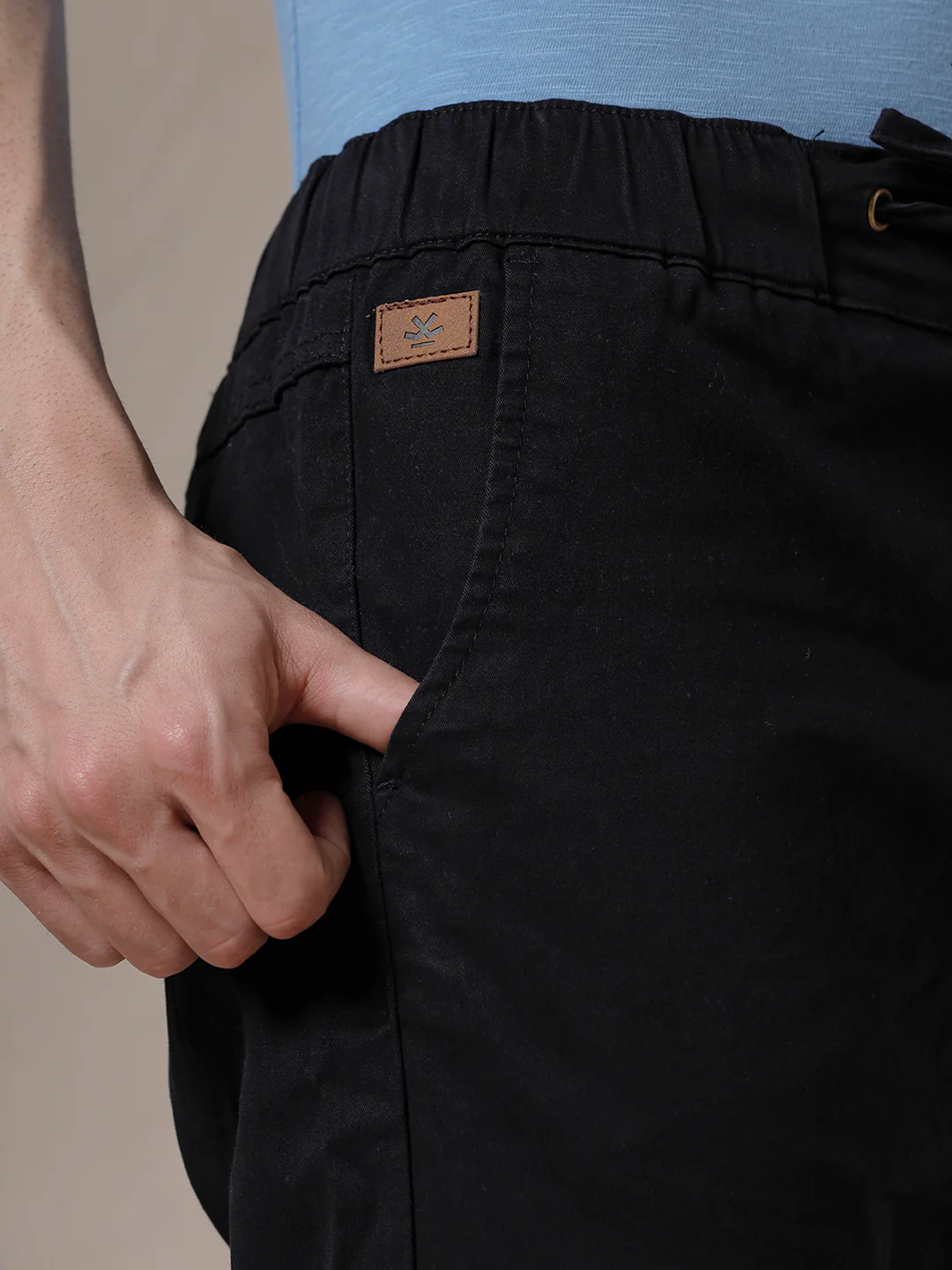 Black Woven Drawstring Jogger - Image 6
