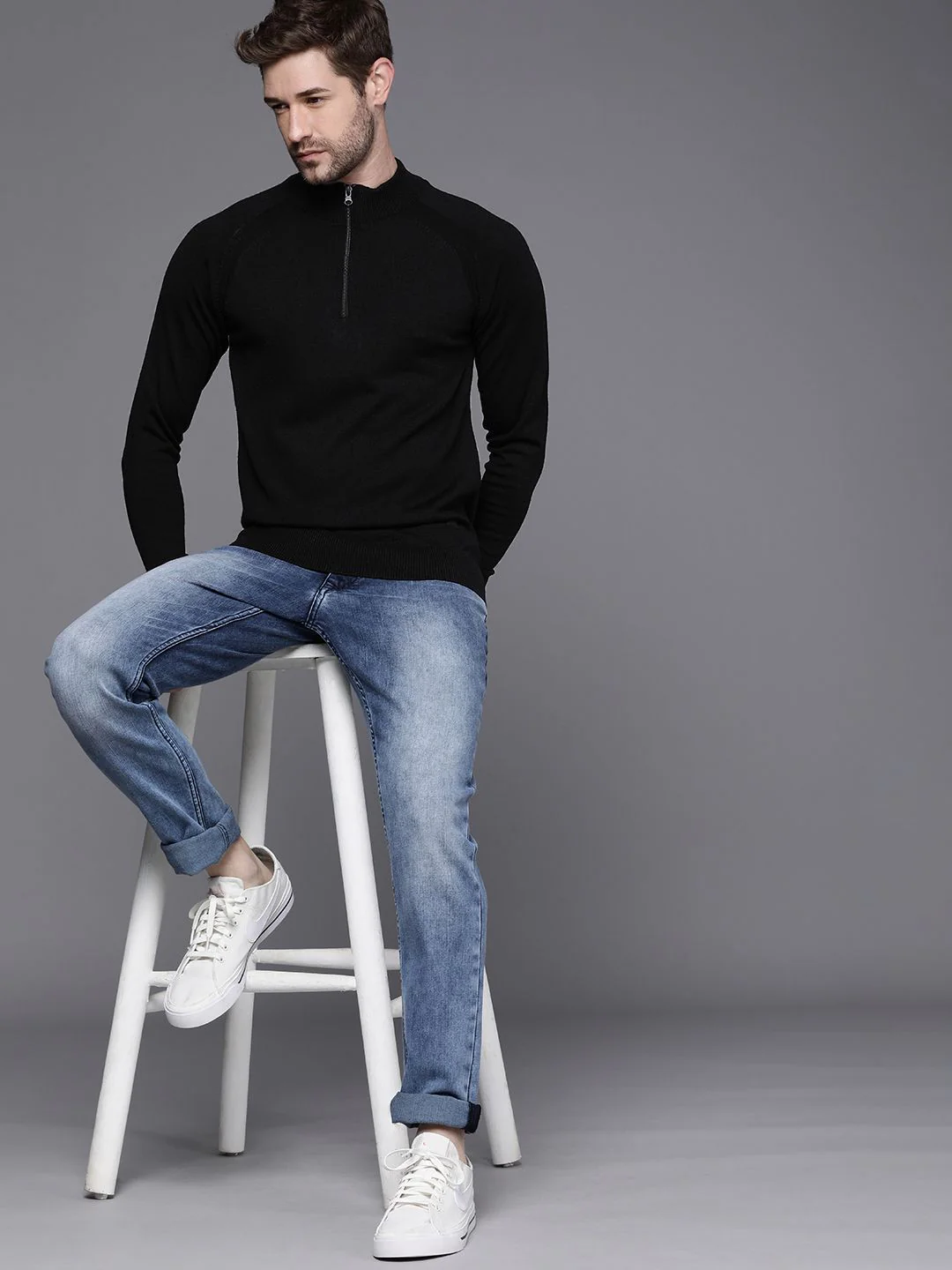 Black High Neck Cozy Sweater - Image 3