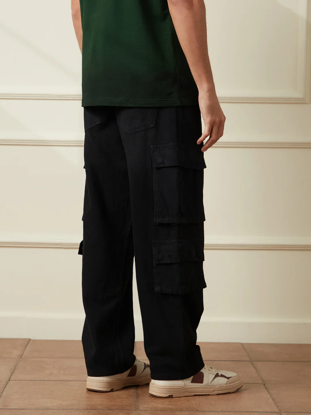 Casual Loose Fit Denim Cargo | Black - Image 3