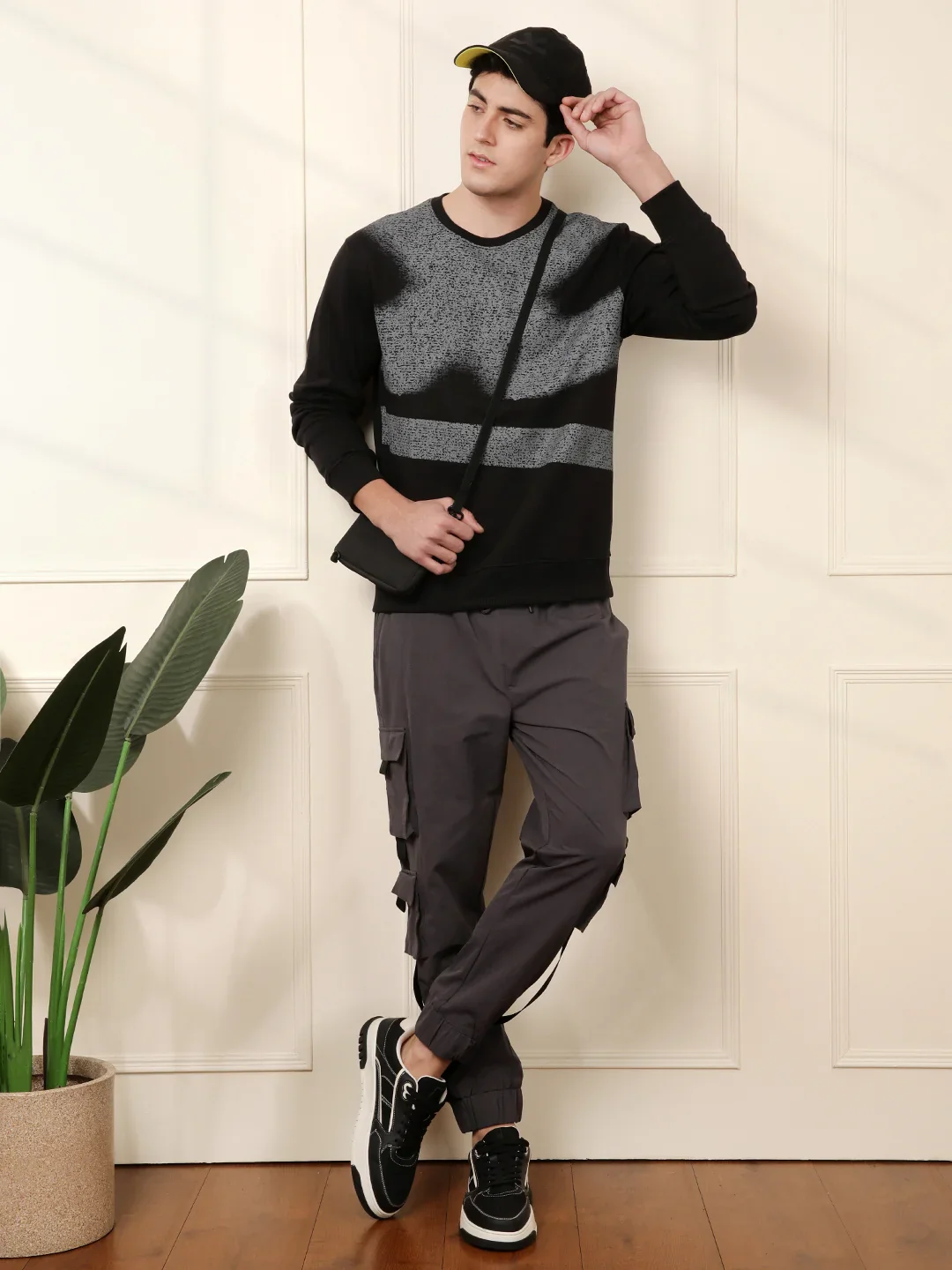 Black Polycotton Slim Fit Sweatshirt - Image 2