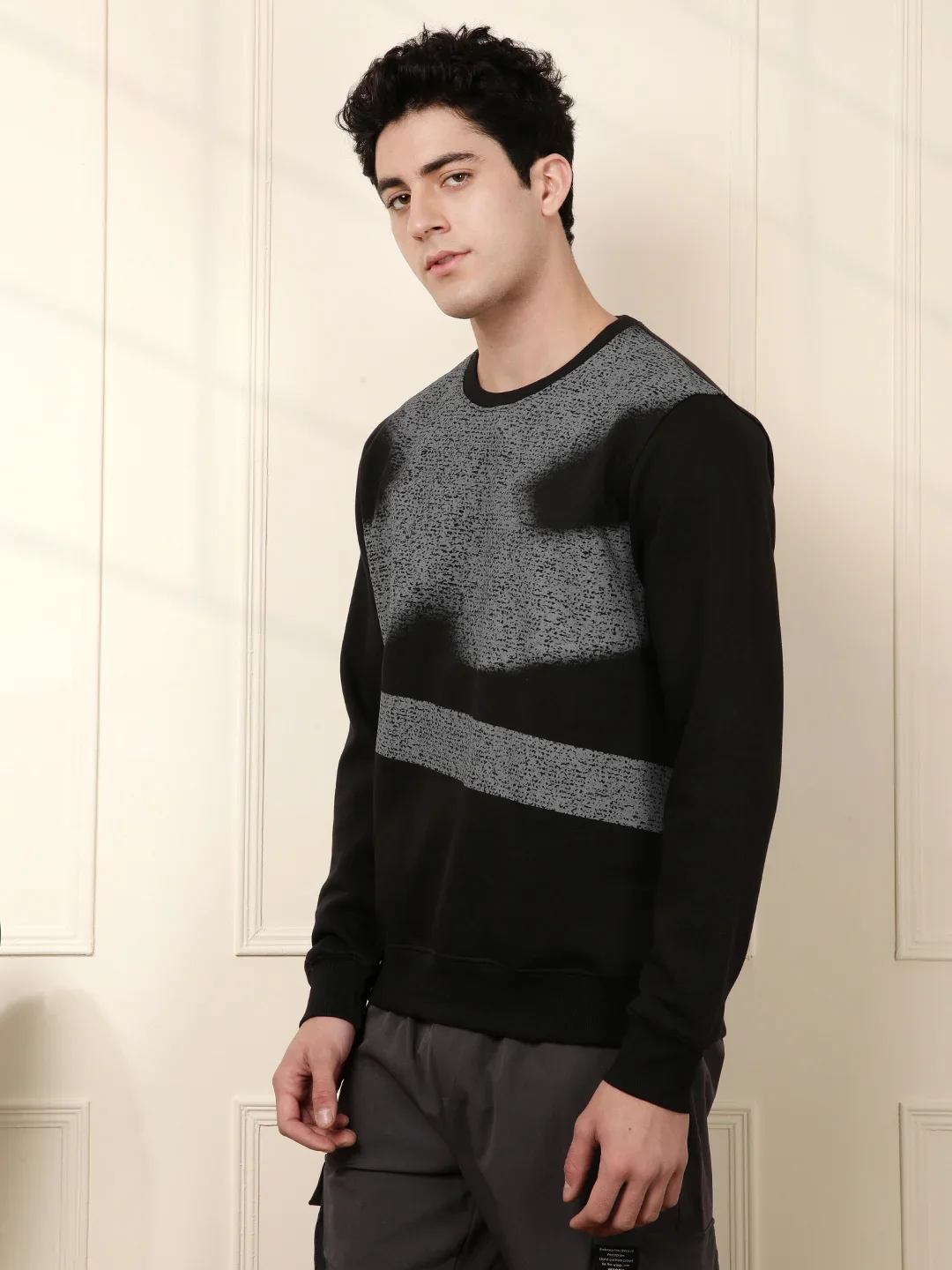 Black Polycotton Slim Fit Sweatshirt - Image 4